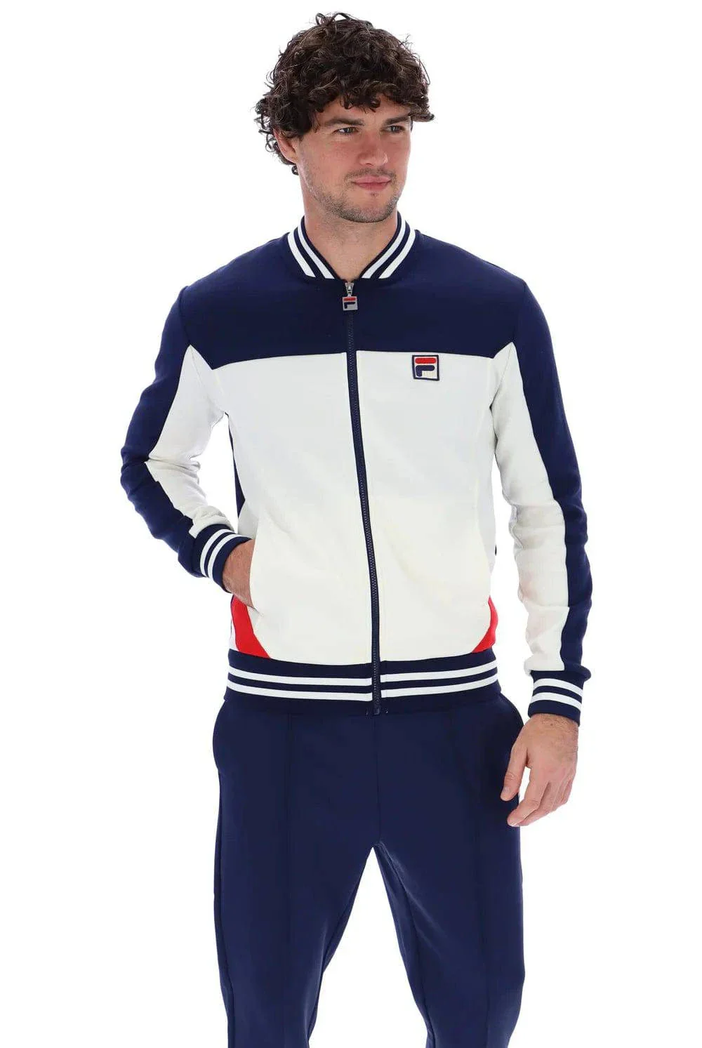 Fila Oceana Panelled Track Top Gardenia/Navy/Red - Image 4