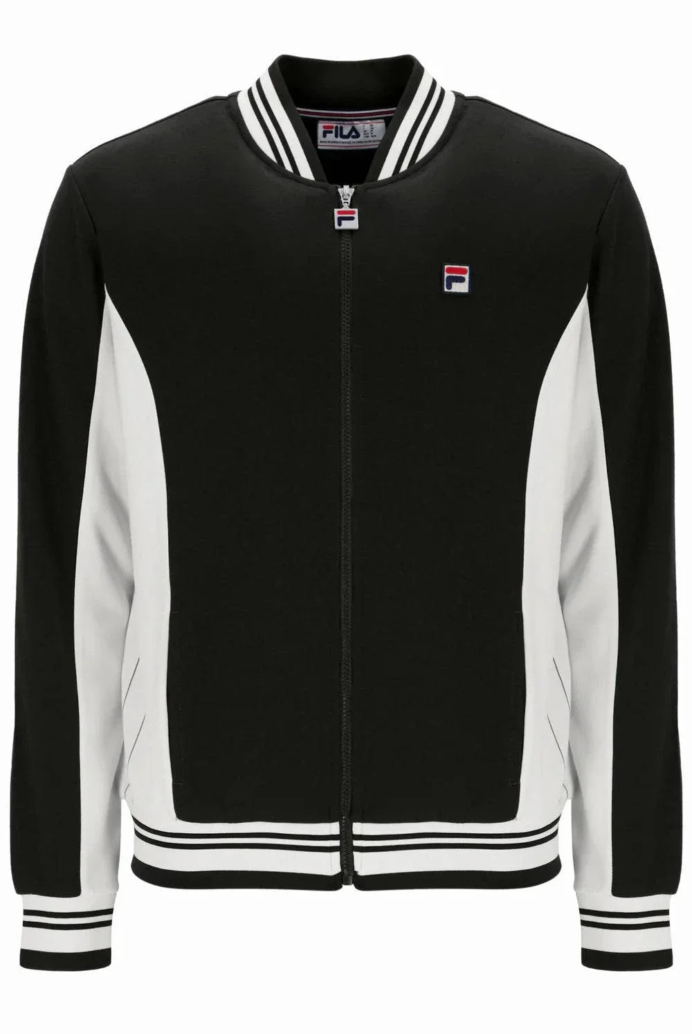 Fila Settanta Baseball Track Top in Black/Gardenia