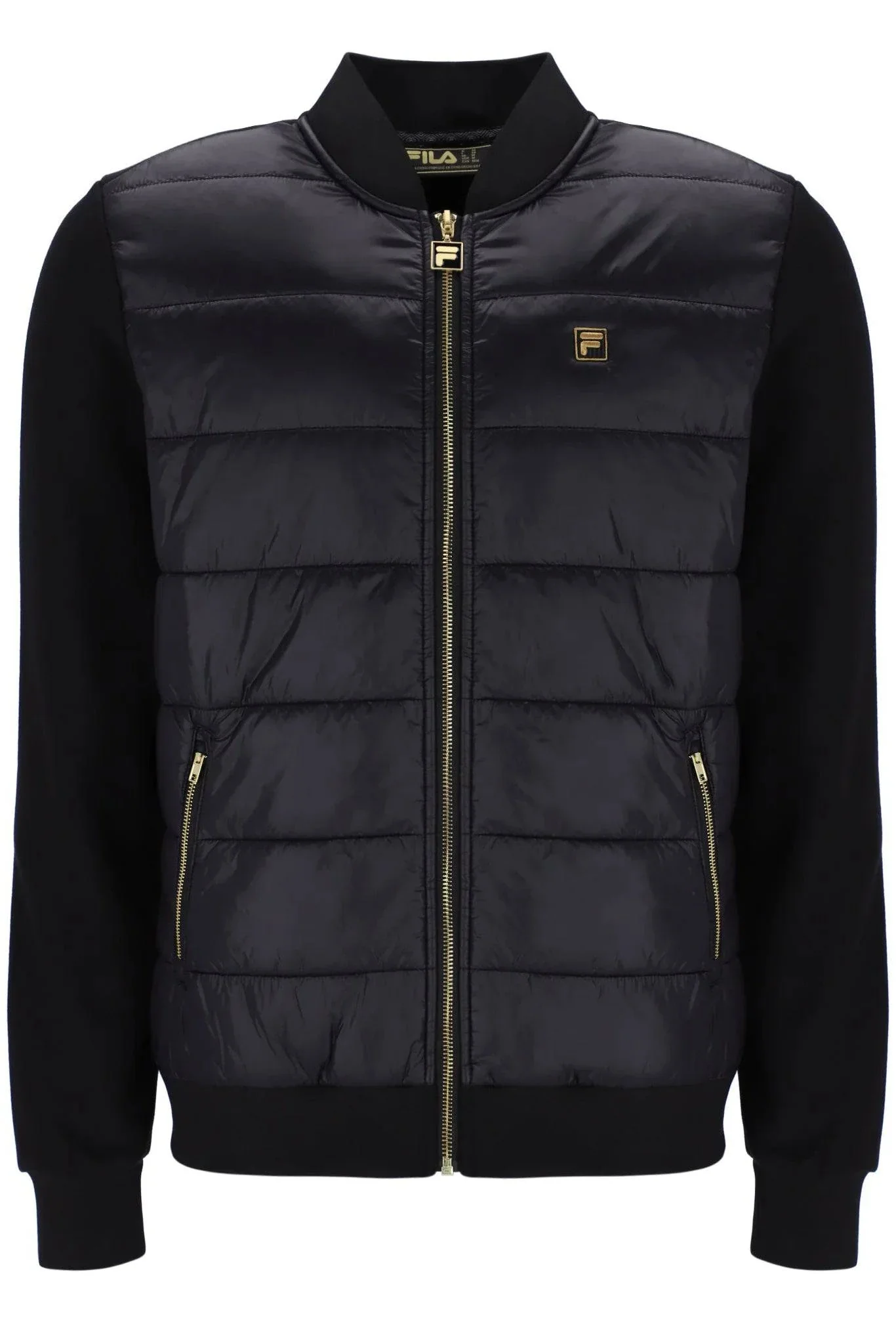 Fila Tonkin Puffer Front Body Jacket In Black/Gold