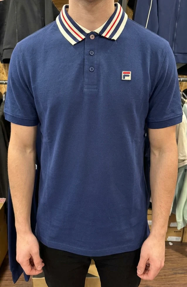 Fila Vintage Achille Three Button Heritage Tape Basic Polo Navy - Image 2