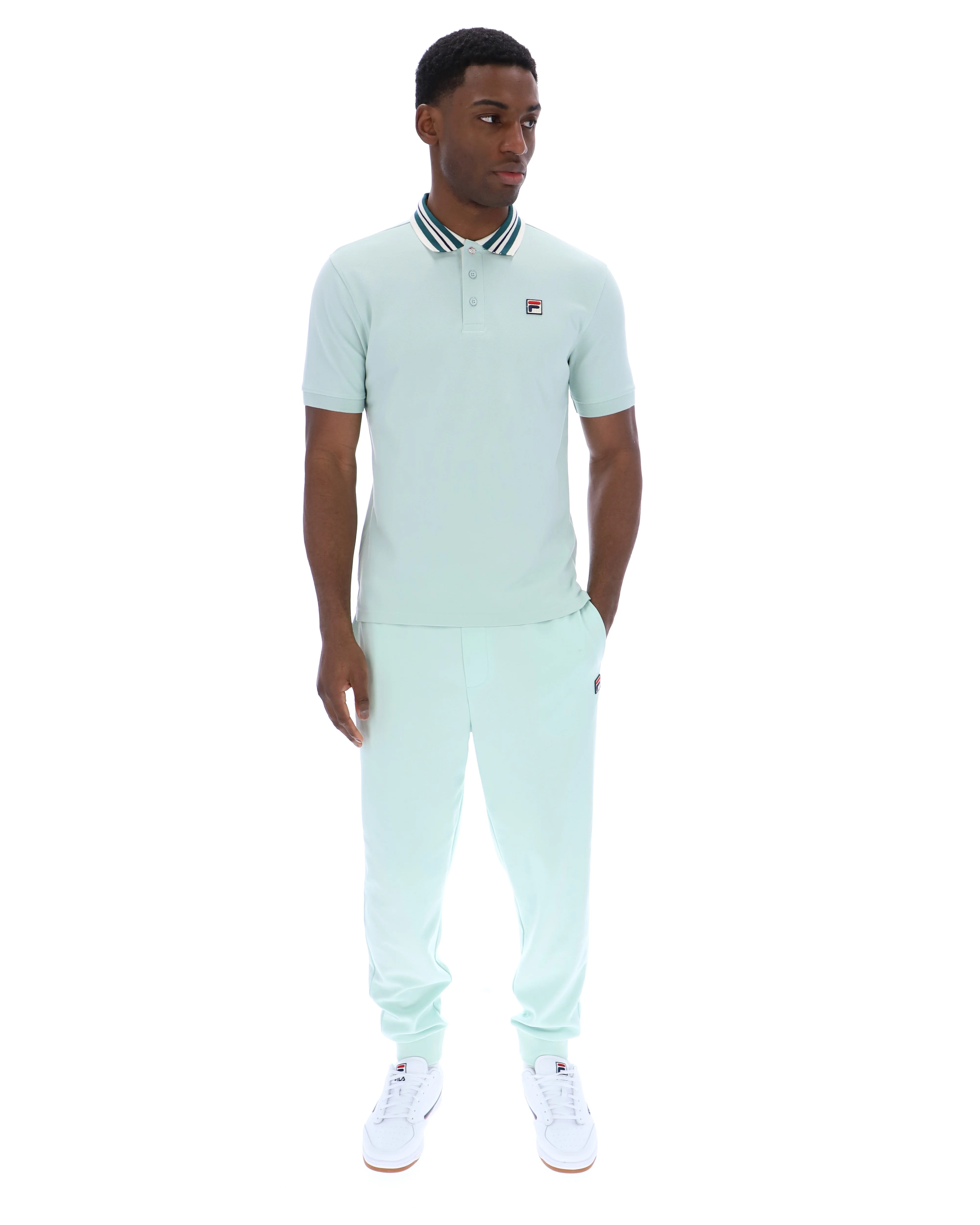 Fila Vintage Achille Three Button Heritage Tape Basic Polo Surf Spray - Image 2
