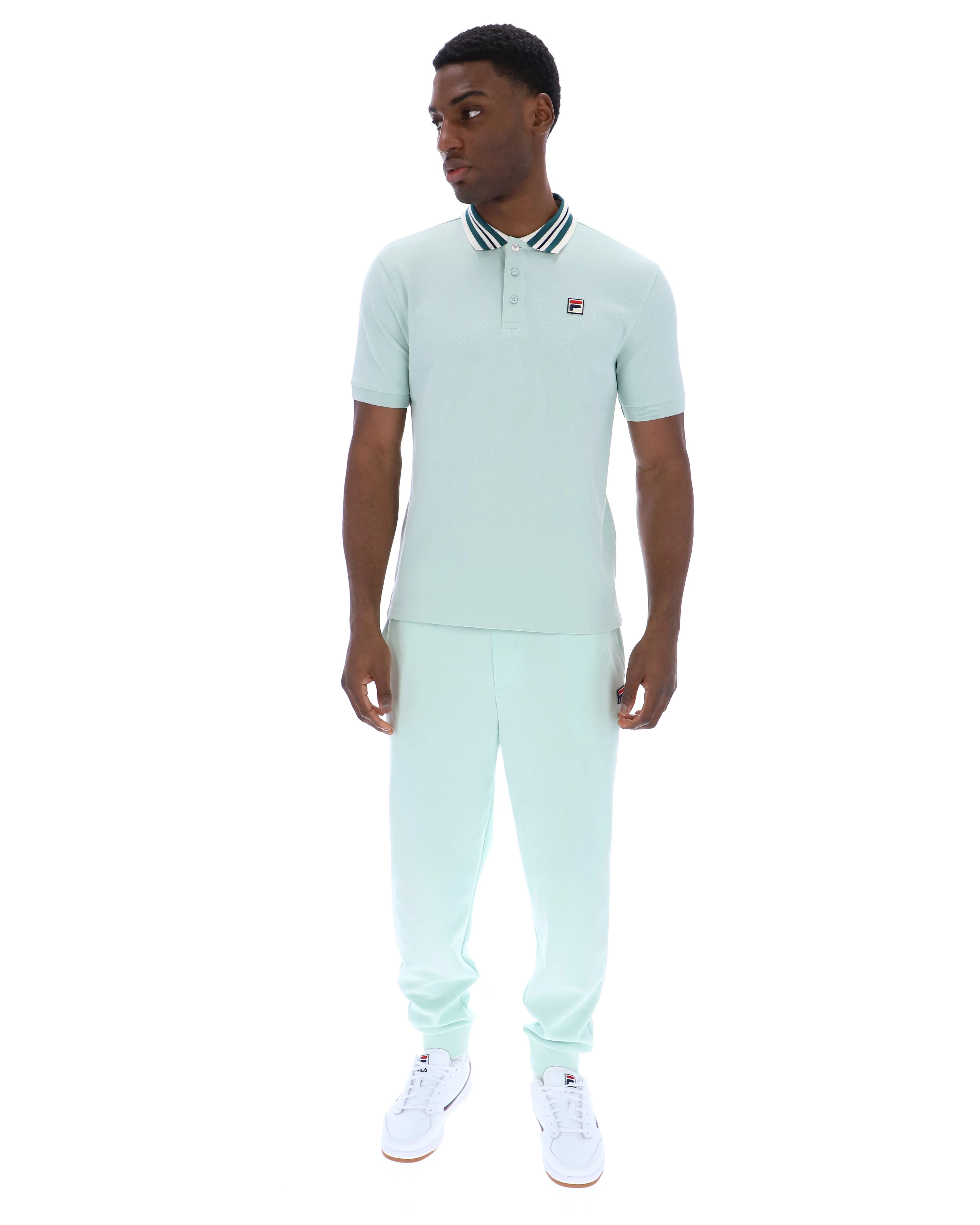 Fila Vintage Achille Three Button Heritage Tape Basic Polo Surf Spray - Image 3