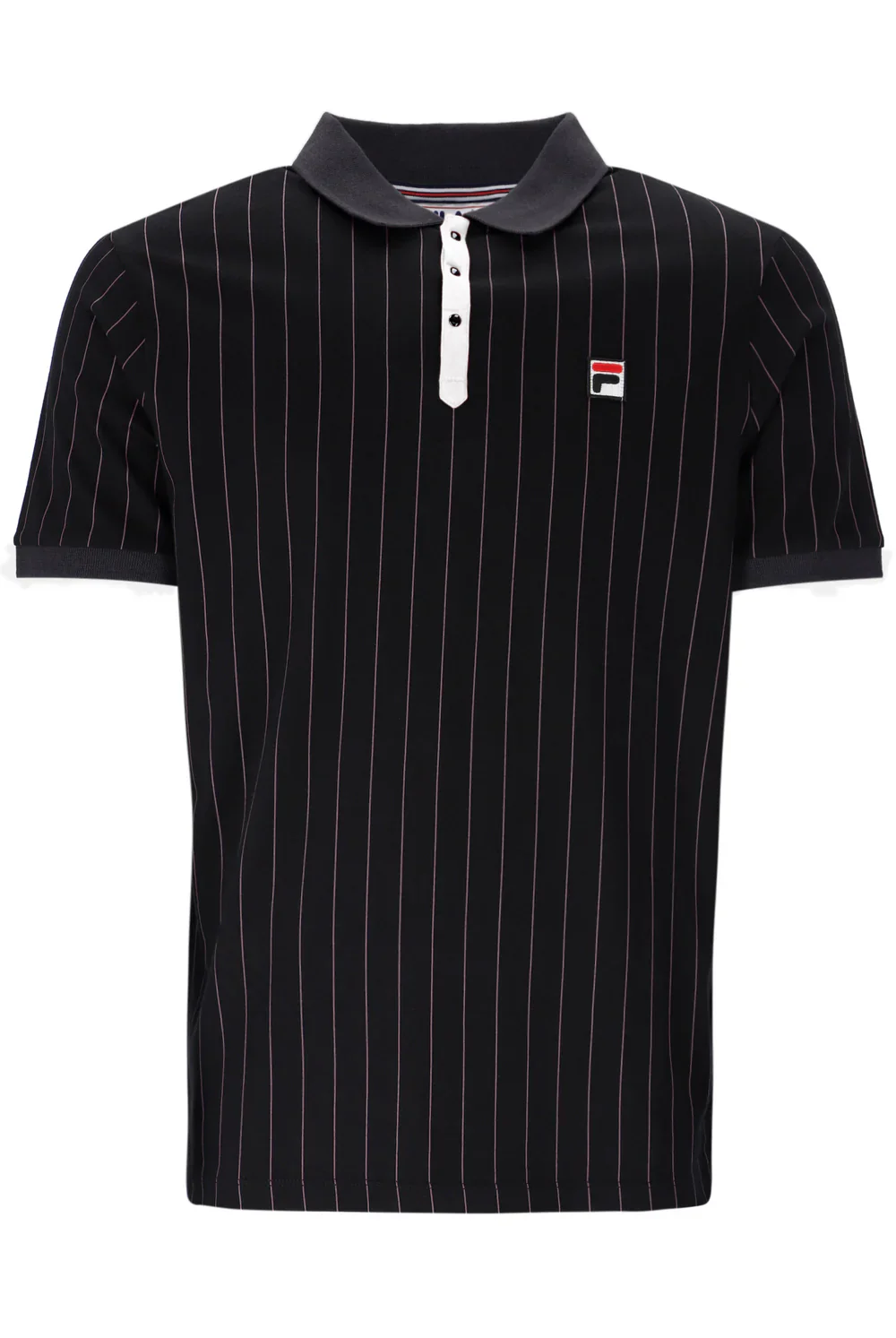 Fila Vintage BB1 Classic Striped Polo Shirt Black/Gardenia/Fig/Charcoal - Image 2