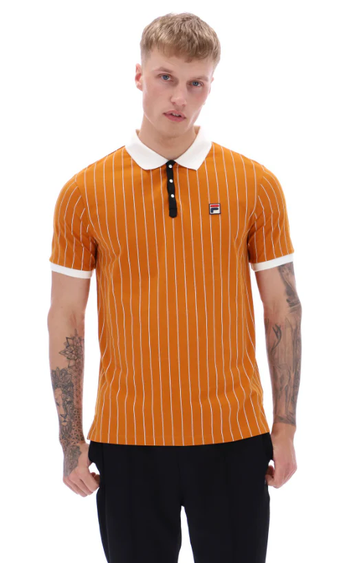 Fila Vintage BB1 Classic Striped Polo Shirt Pumpkin Spice/Gardenia/Black