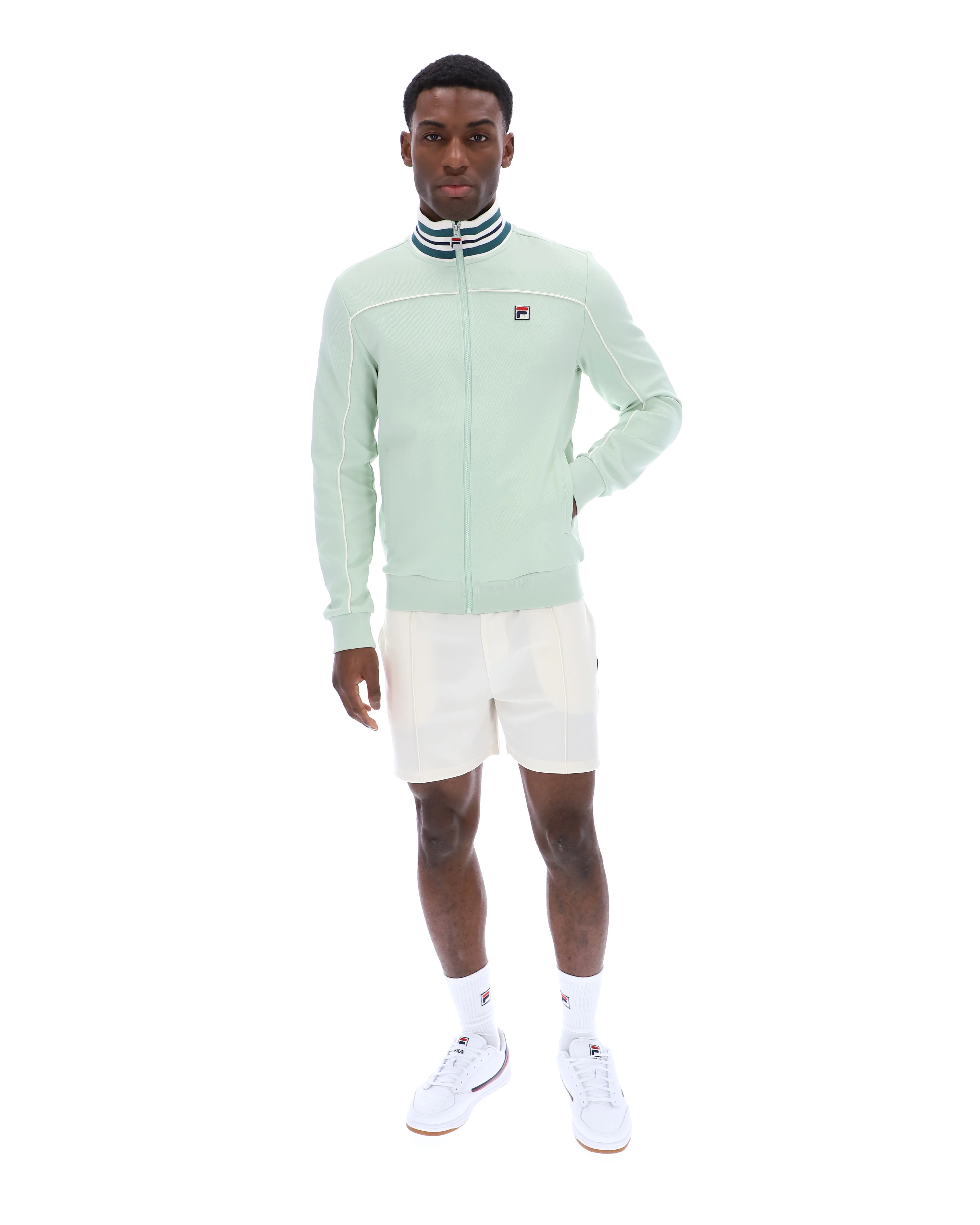Fila Vintage Federico Tipped Neck Track Top Surf Spray - Image 2