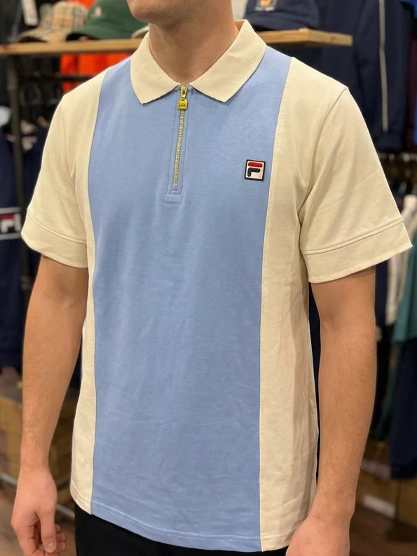 Fila Vintage Pierro Cut and Sew Zip Polo Gardenia/Frozen Fjord - Image 2