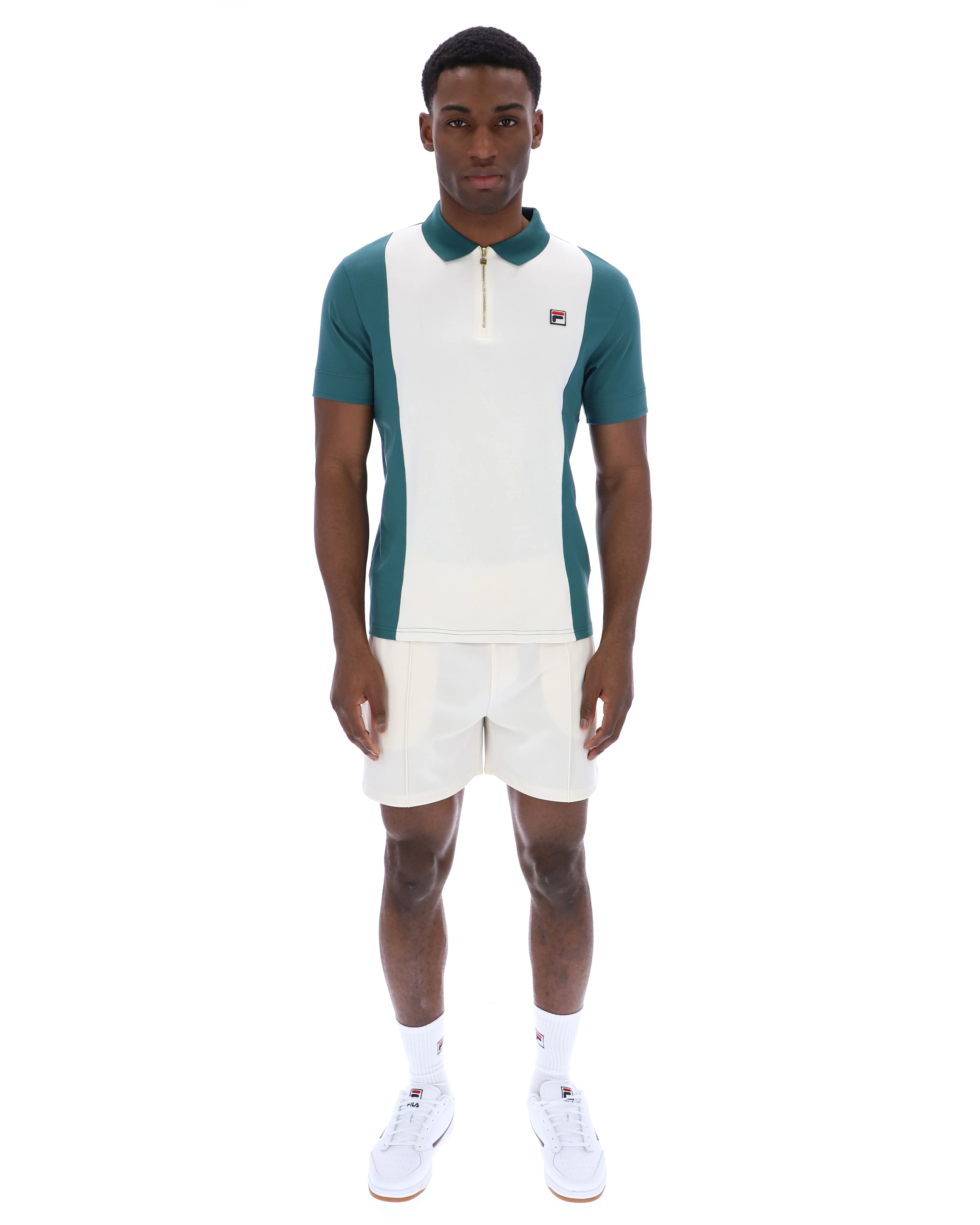 Fila Vintage Pierro Cut and Sew Zip Polo Mediterranea/Gardenia