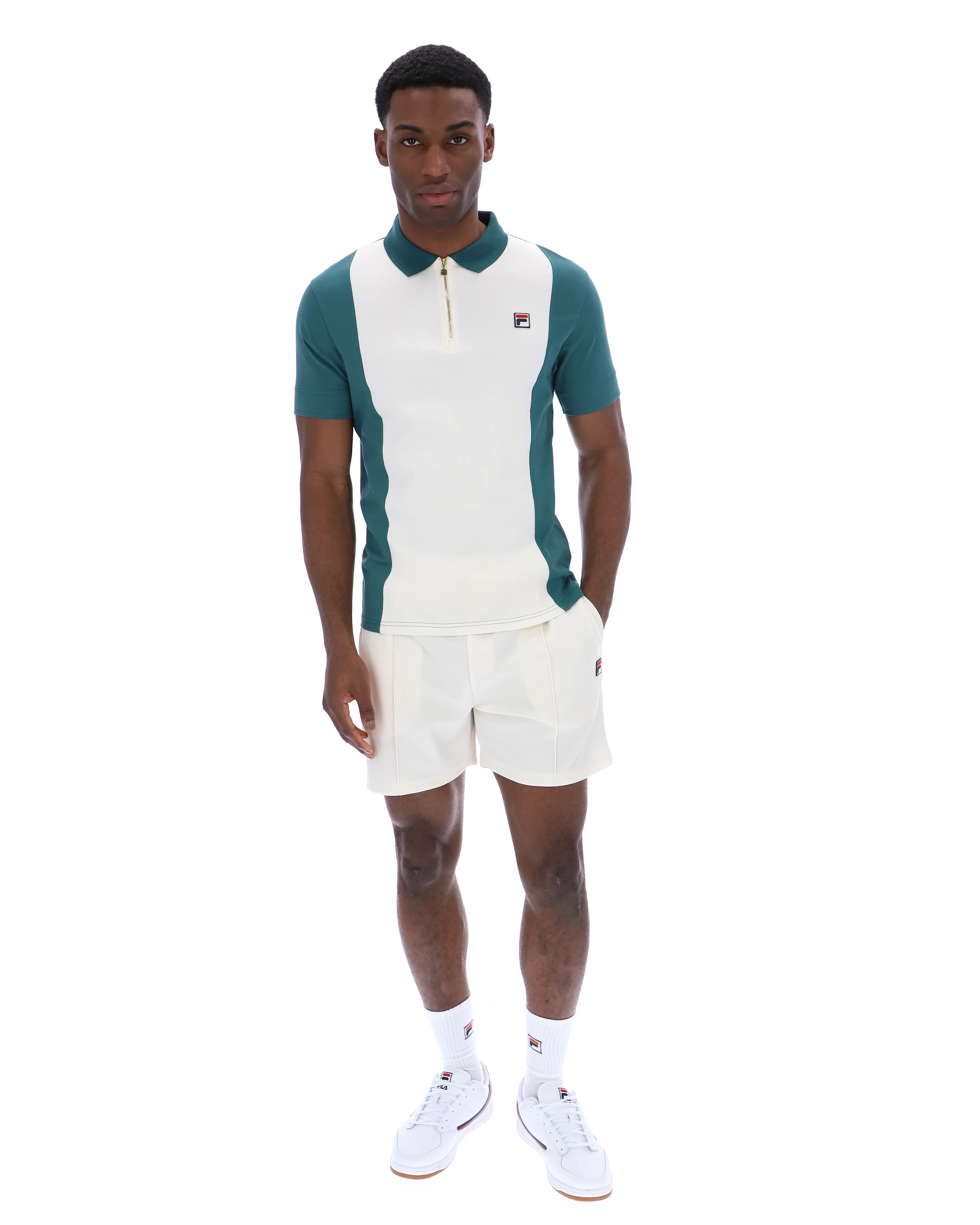 Fila Vintage Pierro Cut and Sew Zip Polo Mediterranea/Gardenia - Image 2