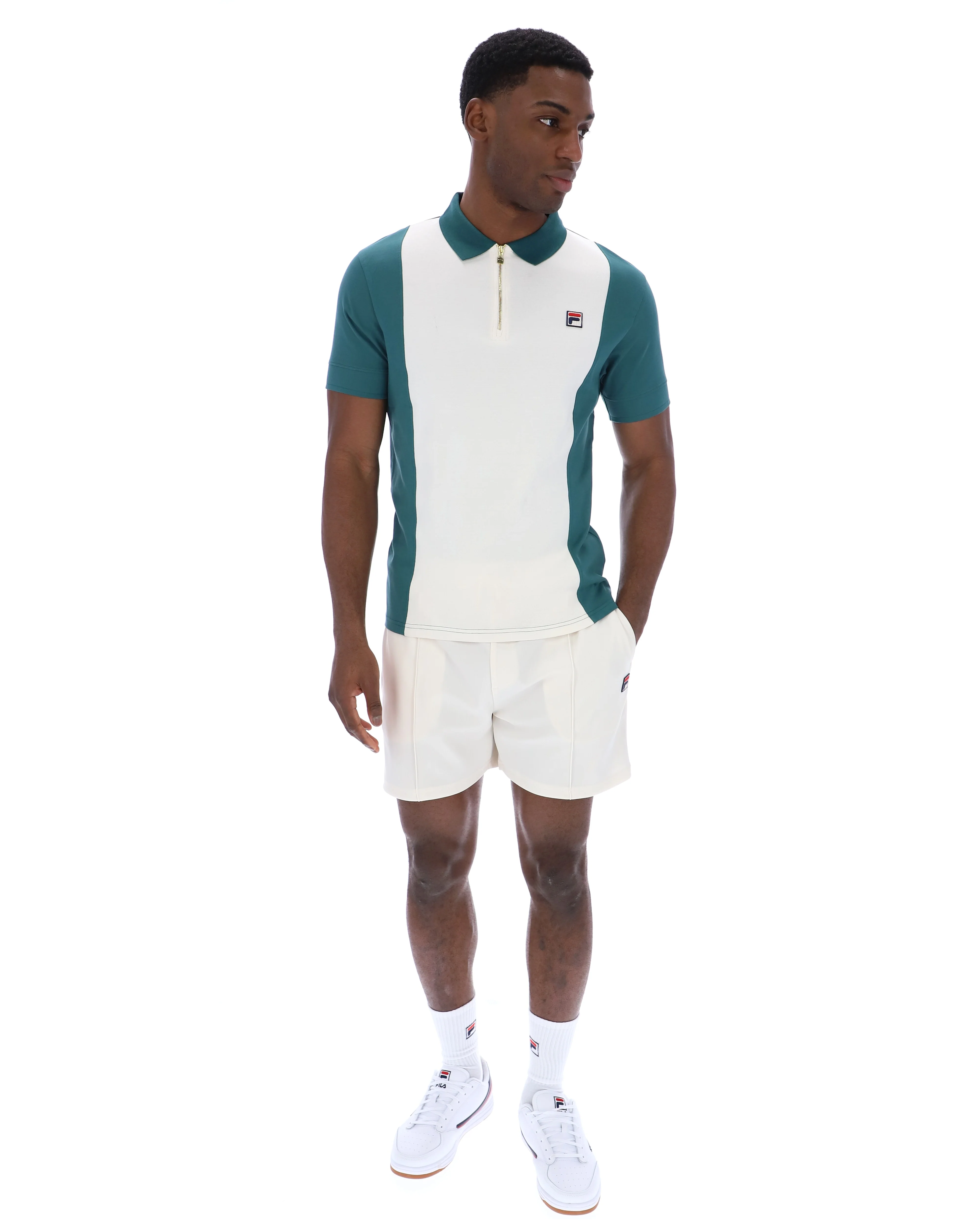 Fila Vintage Pierro Cut and Sew Zip Polo Mediterranea/Gardenia - Image 3