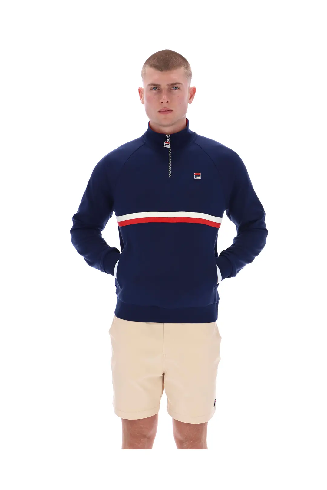 Fila Vintage Rolando Quarter Zip Navy/Gardenia/Red - Image 2