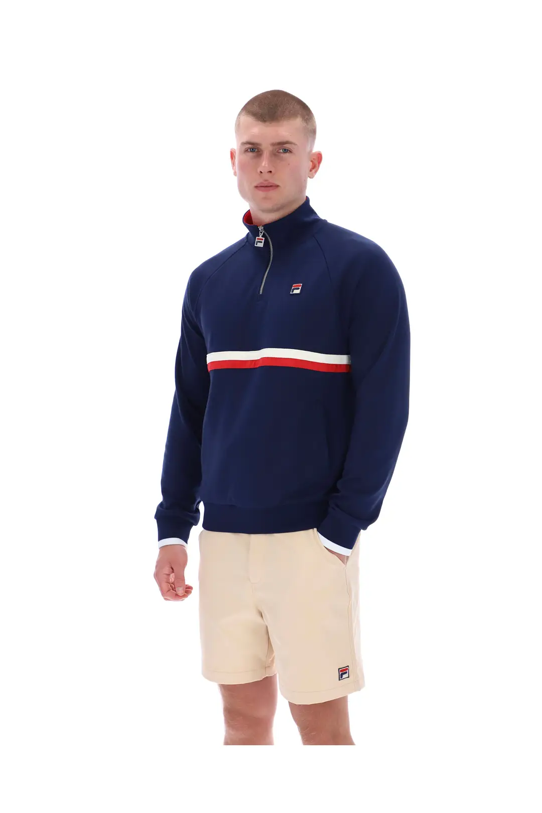 Fila Vintage Rolando Quarter Zip Navy/Gardenia/Red - Image 3