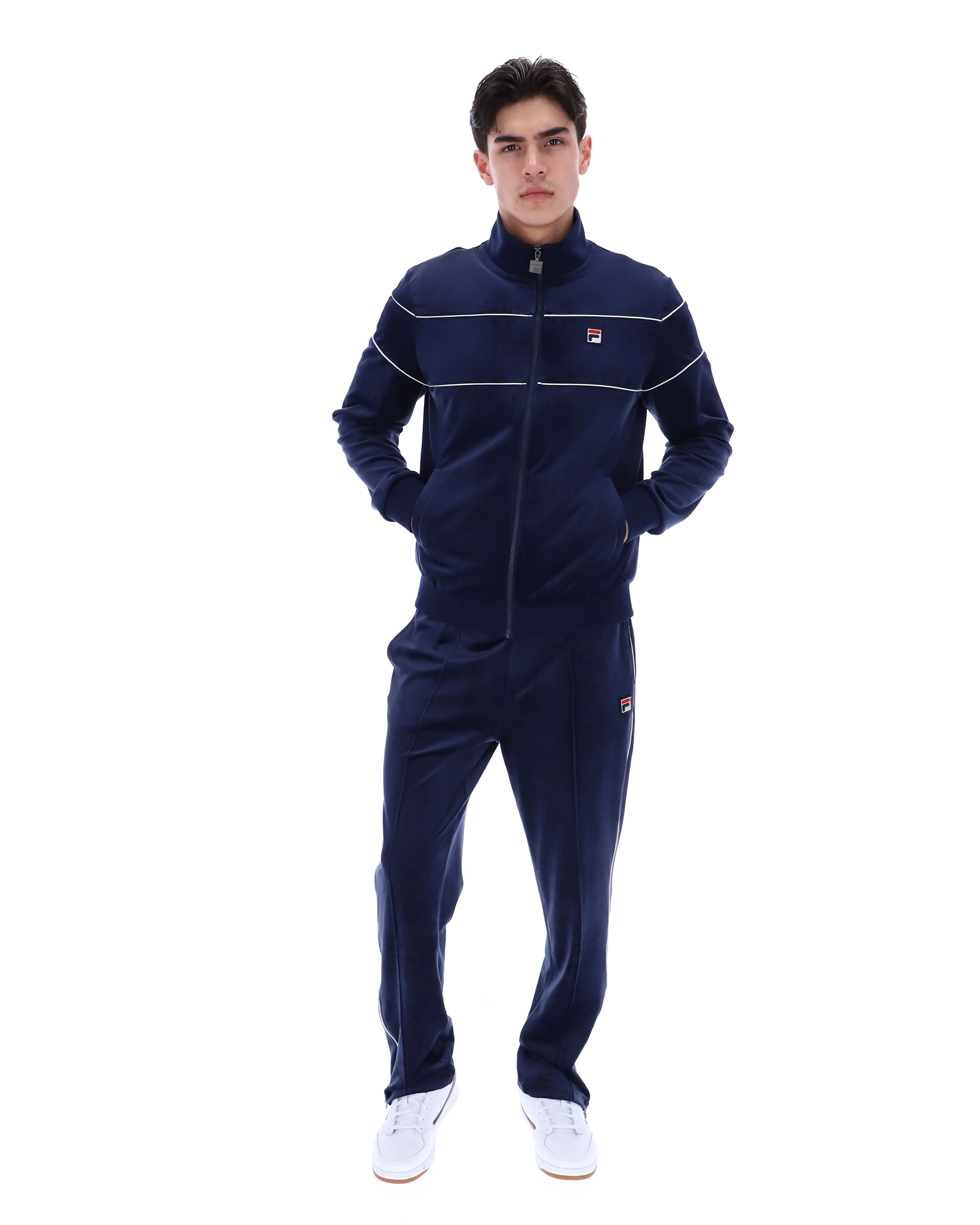 Fila Vintage Vittorio Velour Track Top Navy/Gardenia - Image 2