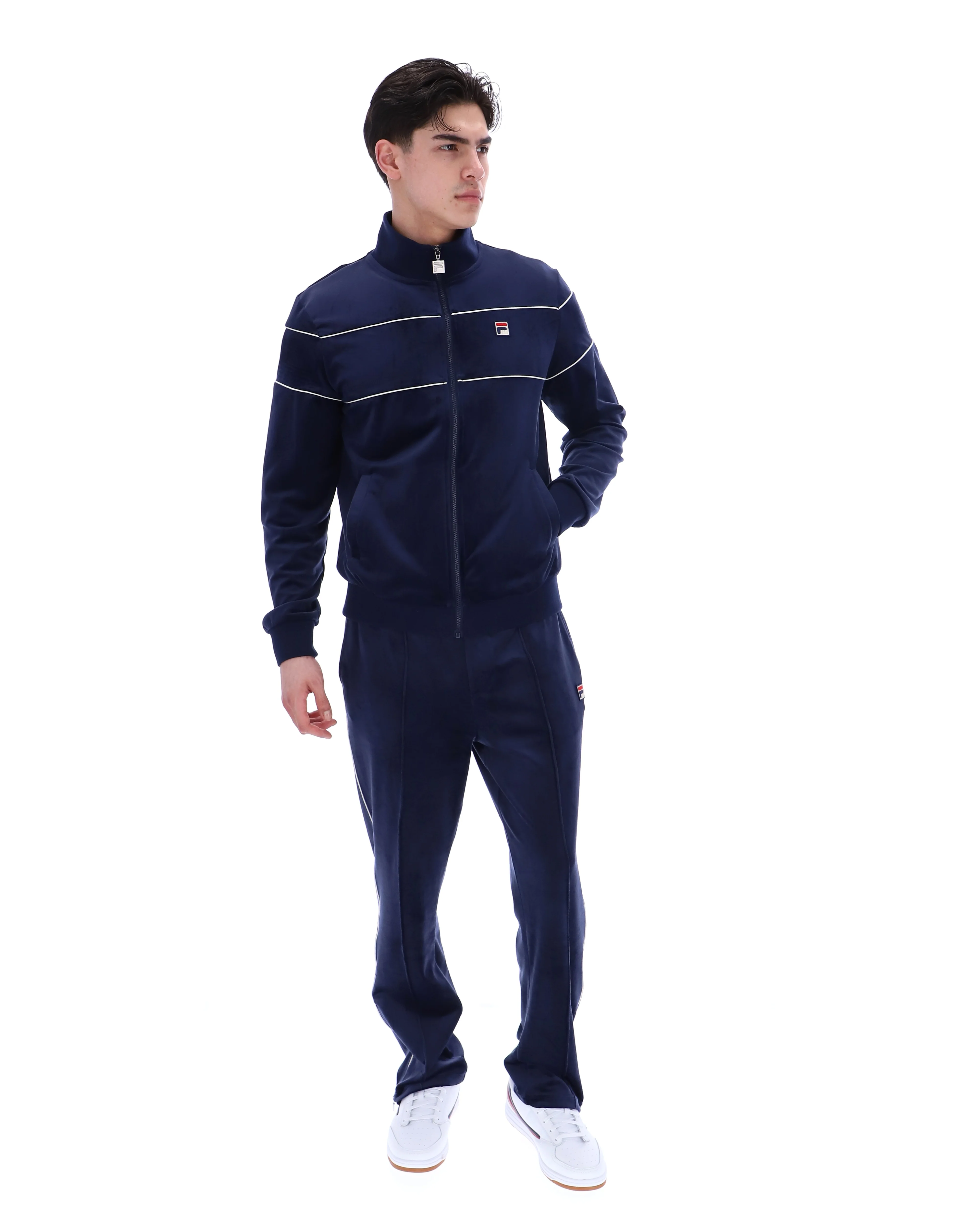Fila Vintage Vittorio Velour Track Top Navy/Gardenia - Image 3