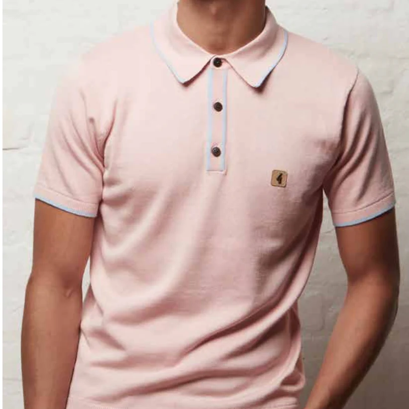 Gabbici Vintage Lineker Tipped Knitted Polo Candy