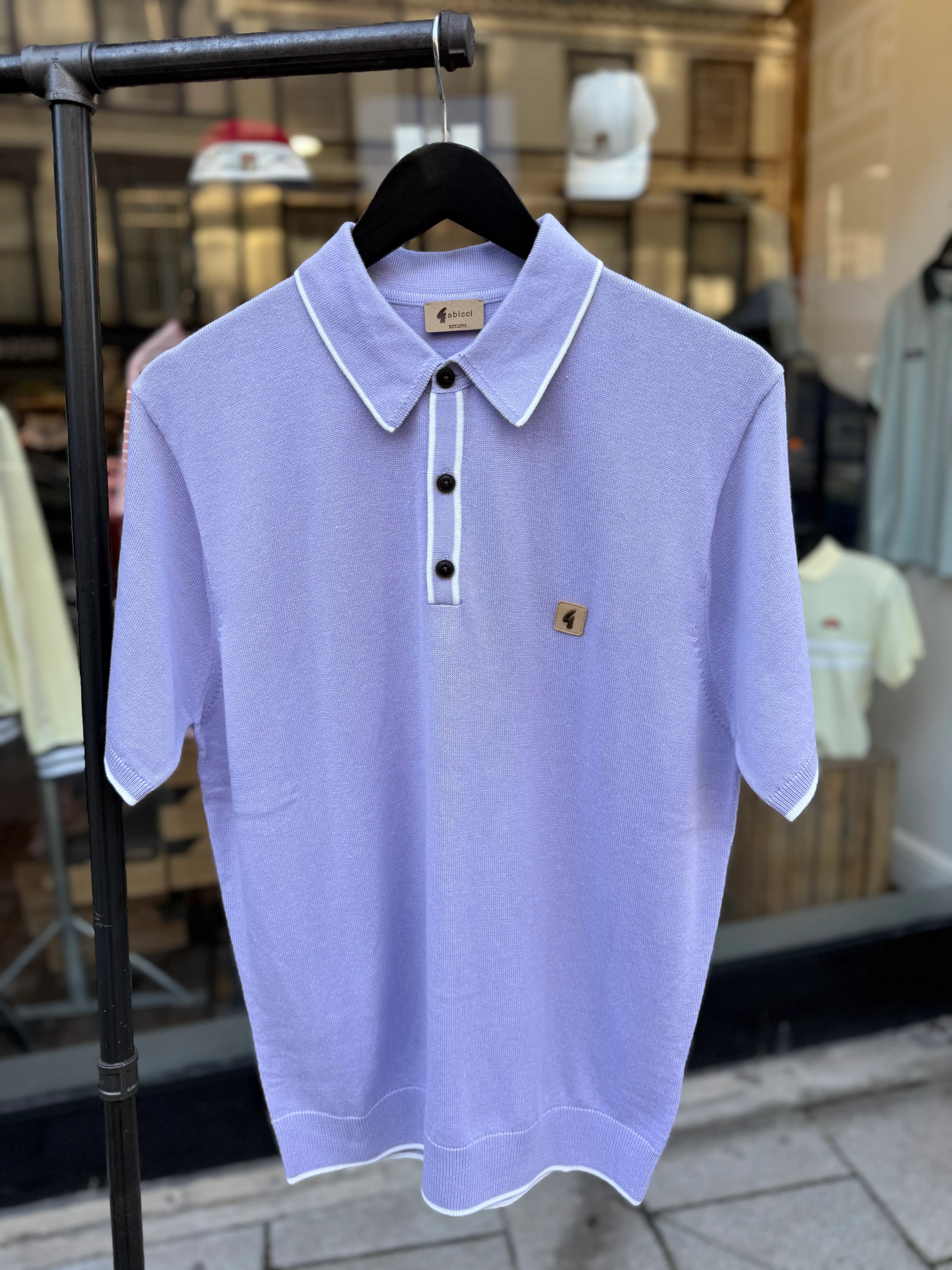 Gabbici Vintage Lineker Tipped Knitted Polo Heather