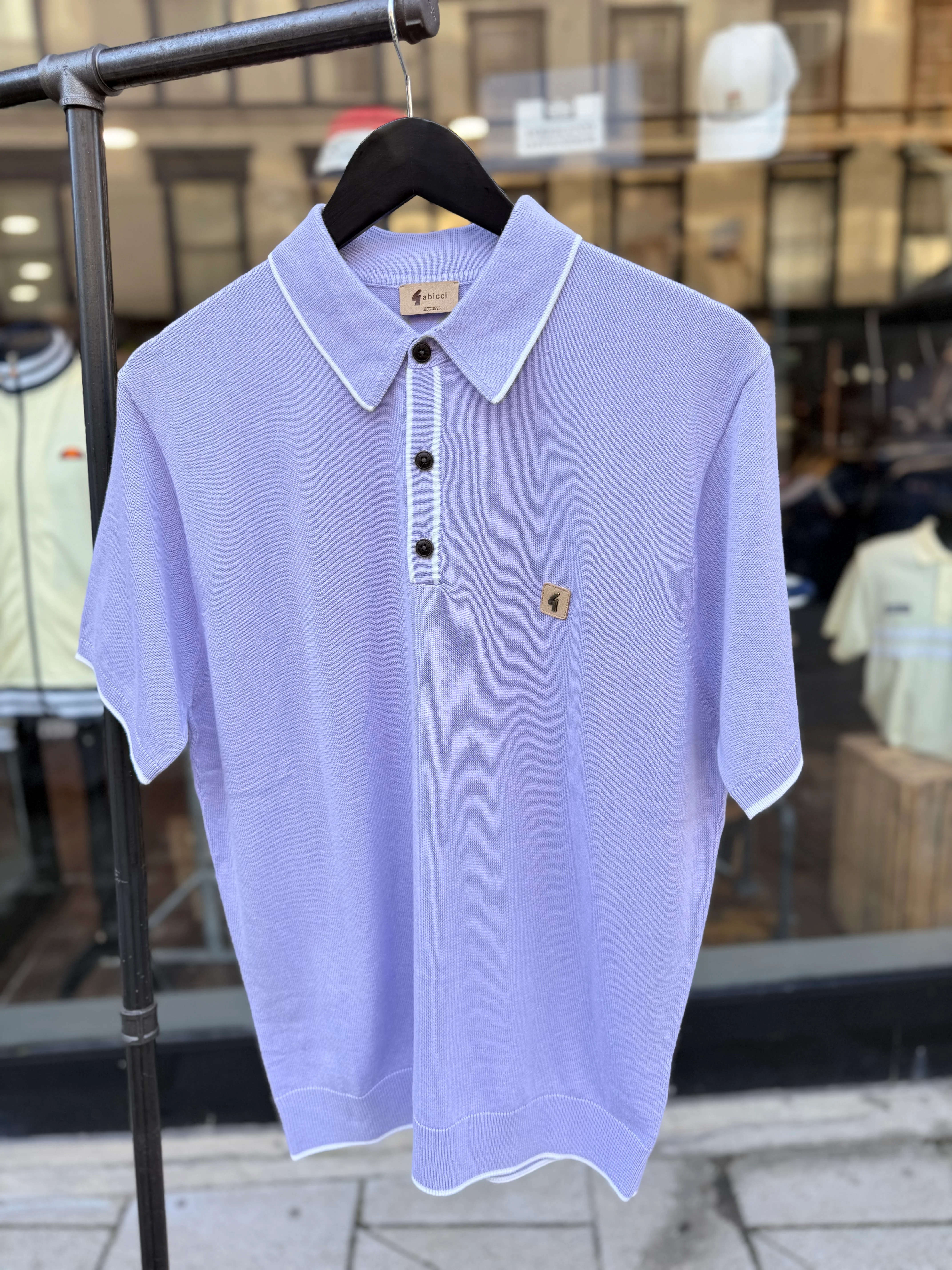 Gabbici Vintage Lineker Tipped Knitted Polo Heather - Image 2