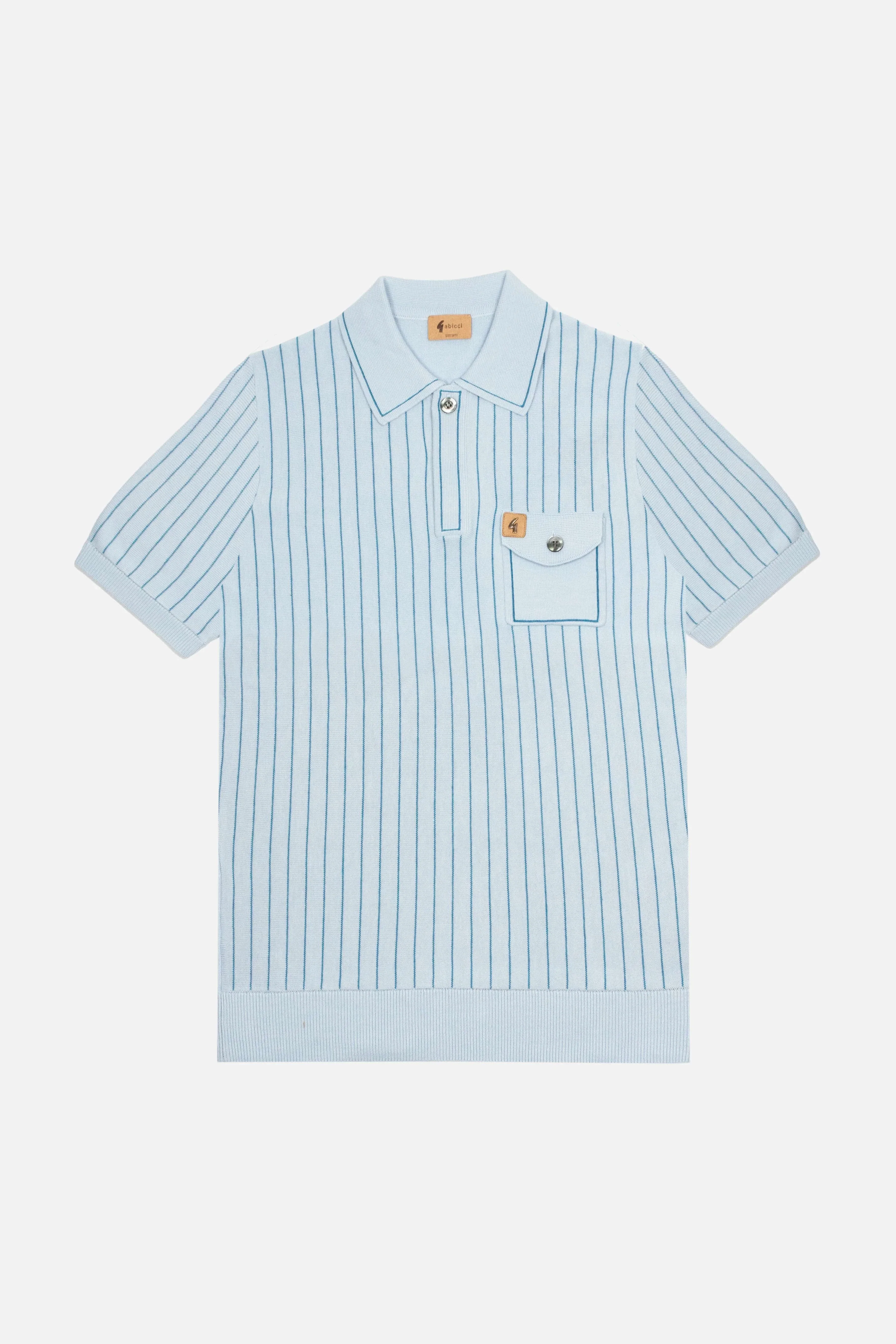 Gabicci Danny Knitted Polo Sky Blue - Image 3