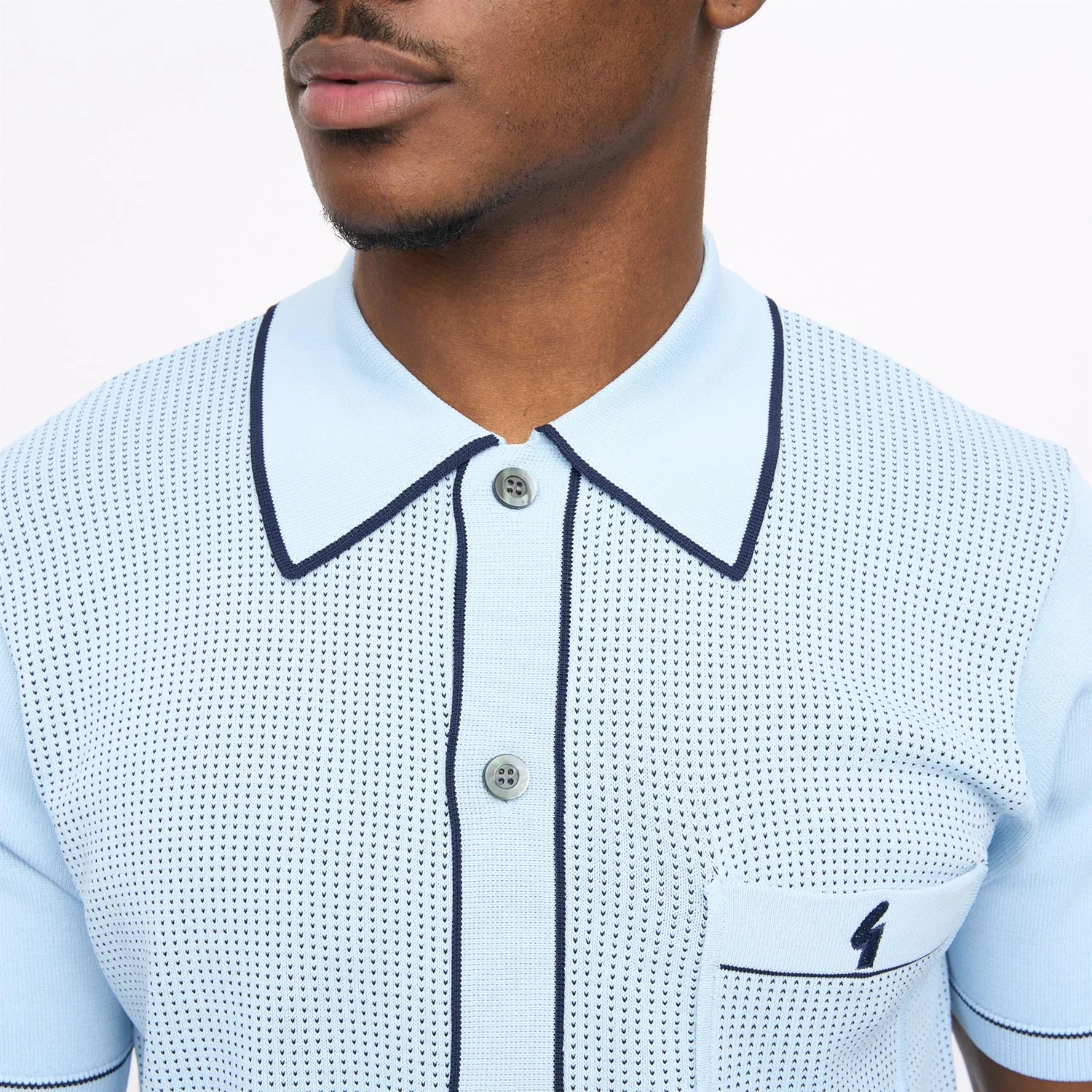Gabicci Di Lello Knitted Polo Shirt Surf - Image 3