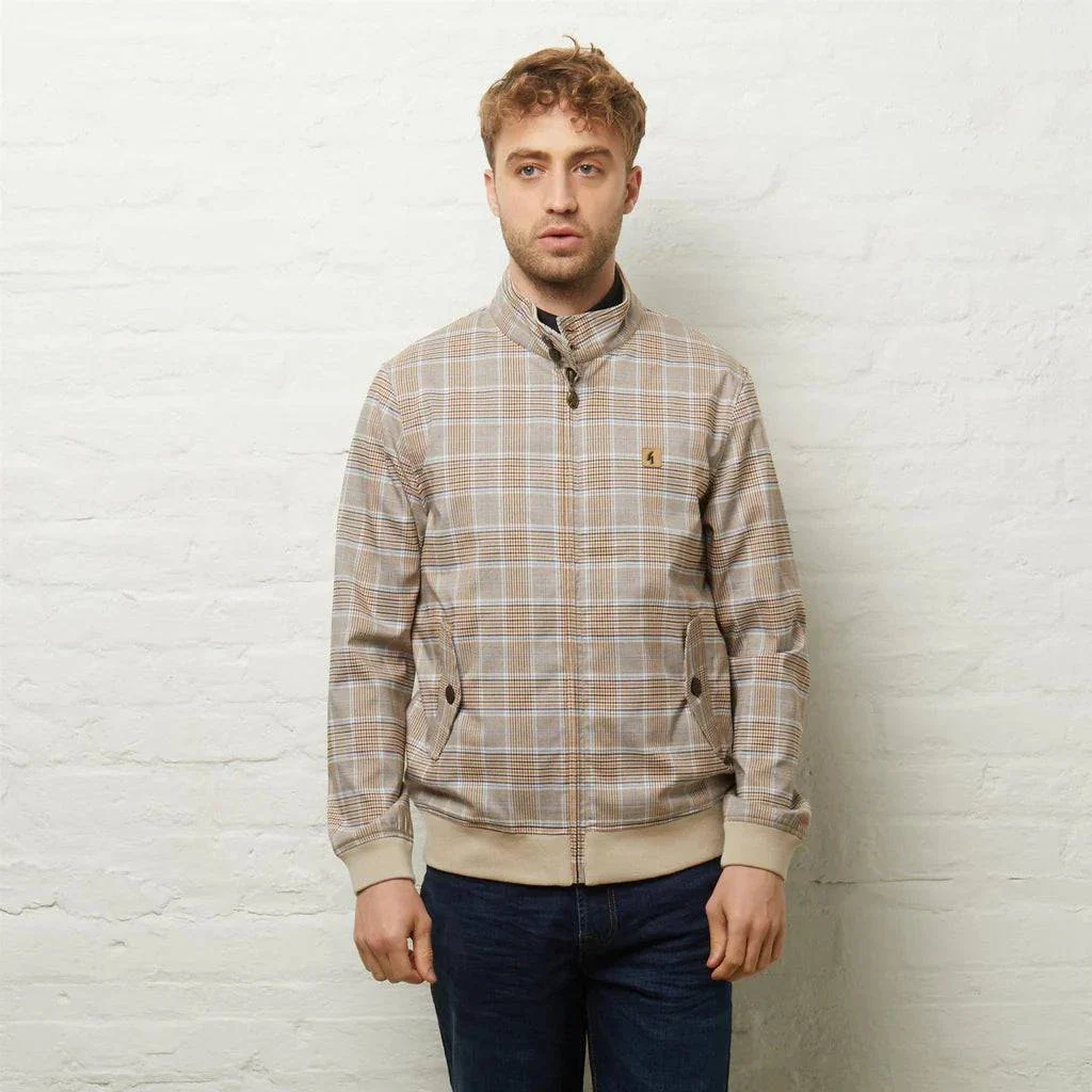 Gabicci Hadrian Paisley Lined Check Jacket Latte - Image 2