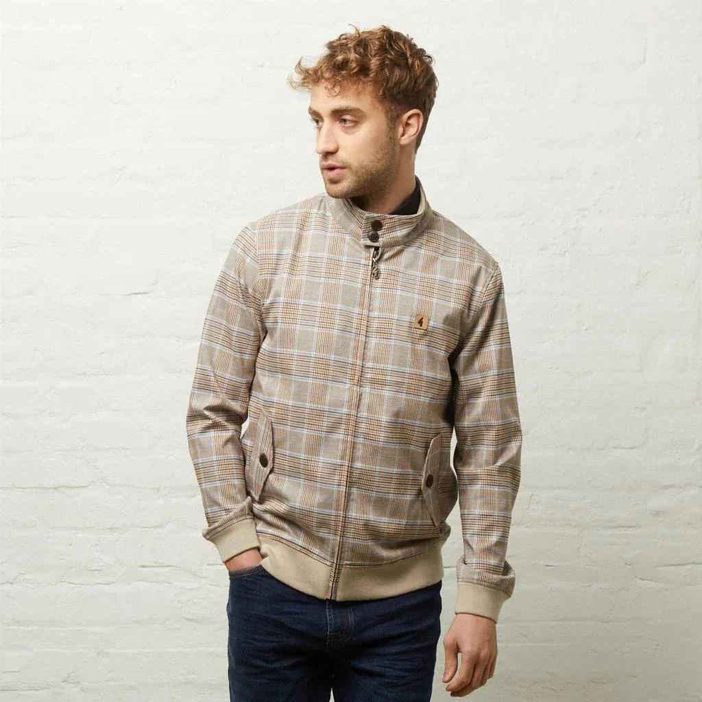 Gabicci Hadrian Paisley Lined Check Jacket Latte - Image 3