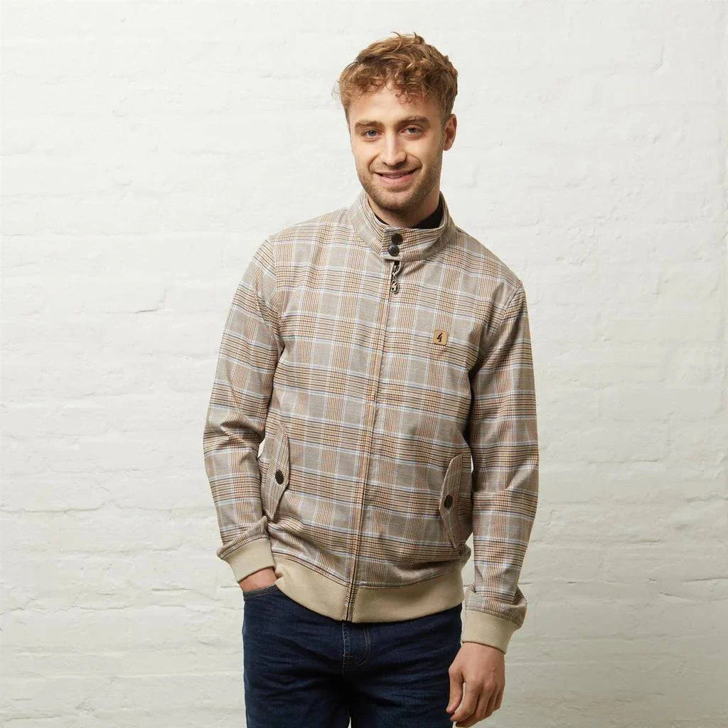 Gabicci Hadrian Paisley Lined Check Jacket Latte - Image 4