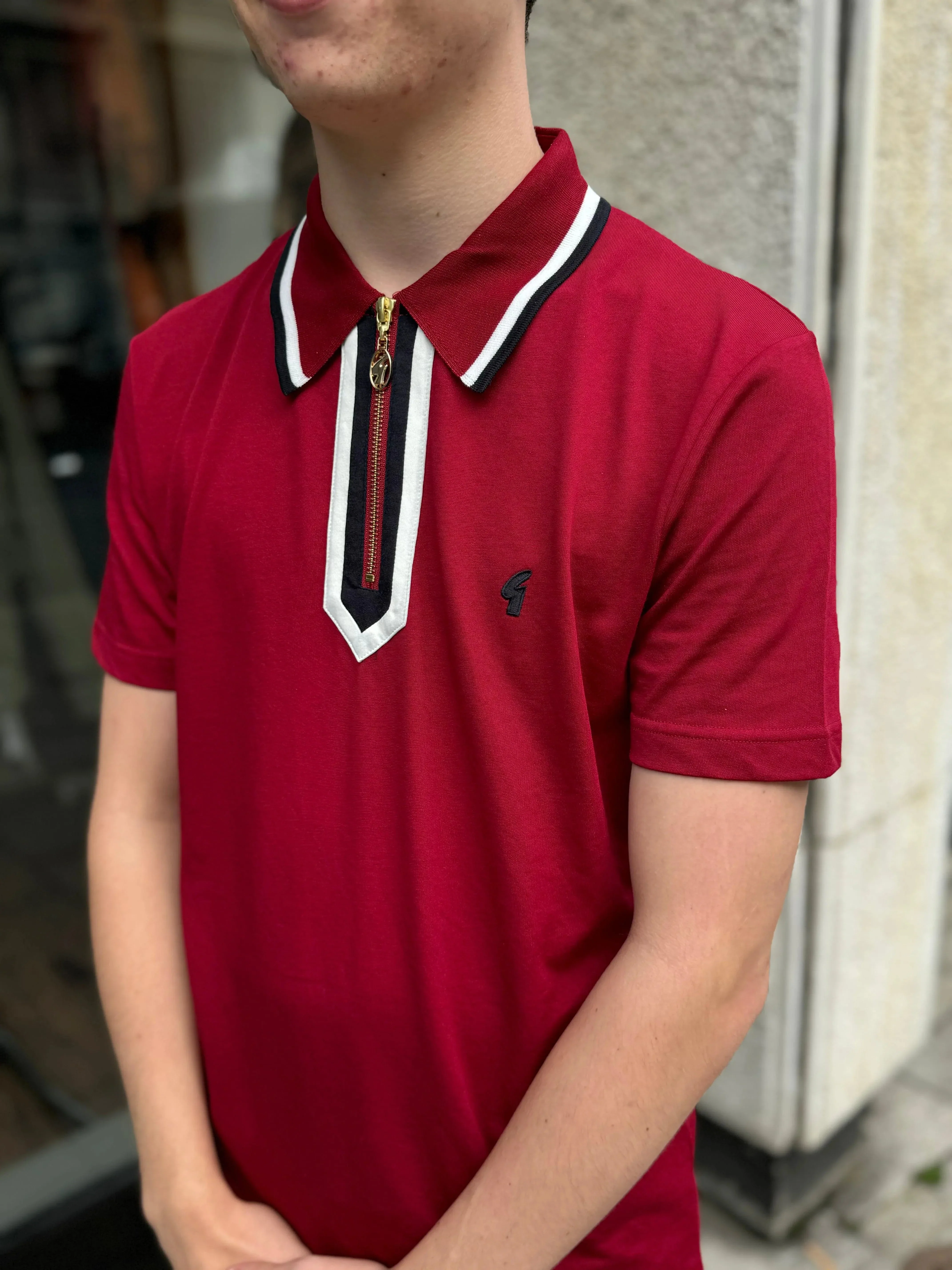 Gabicci Vintage George S/S Polo Cherry - Image 2