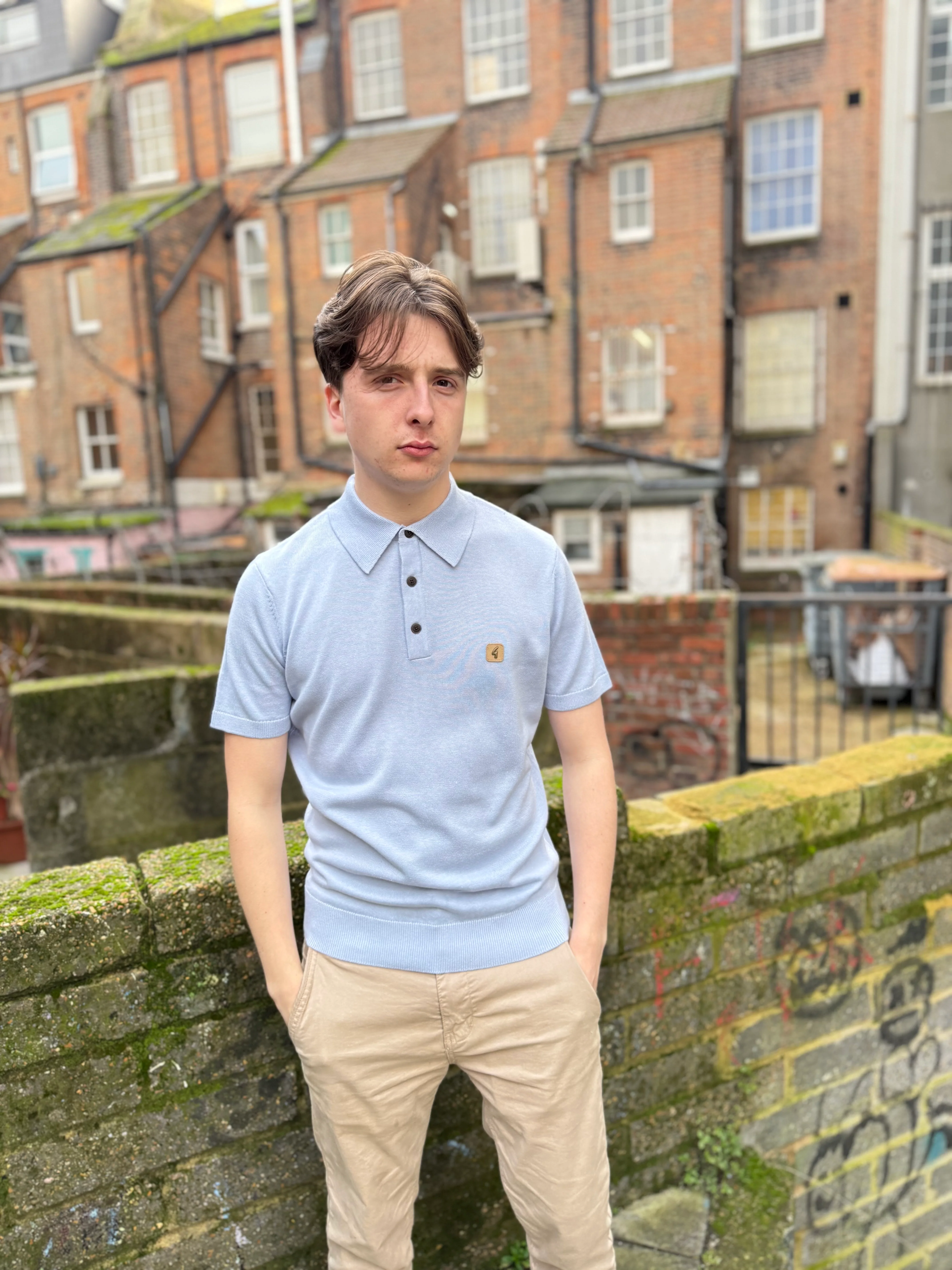 Gabicci Vintage Jackson Short Sleeve Plain Knitted Polo Dusk - Image 2