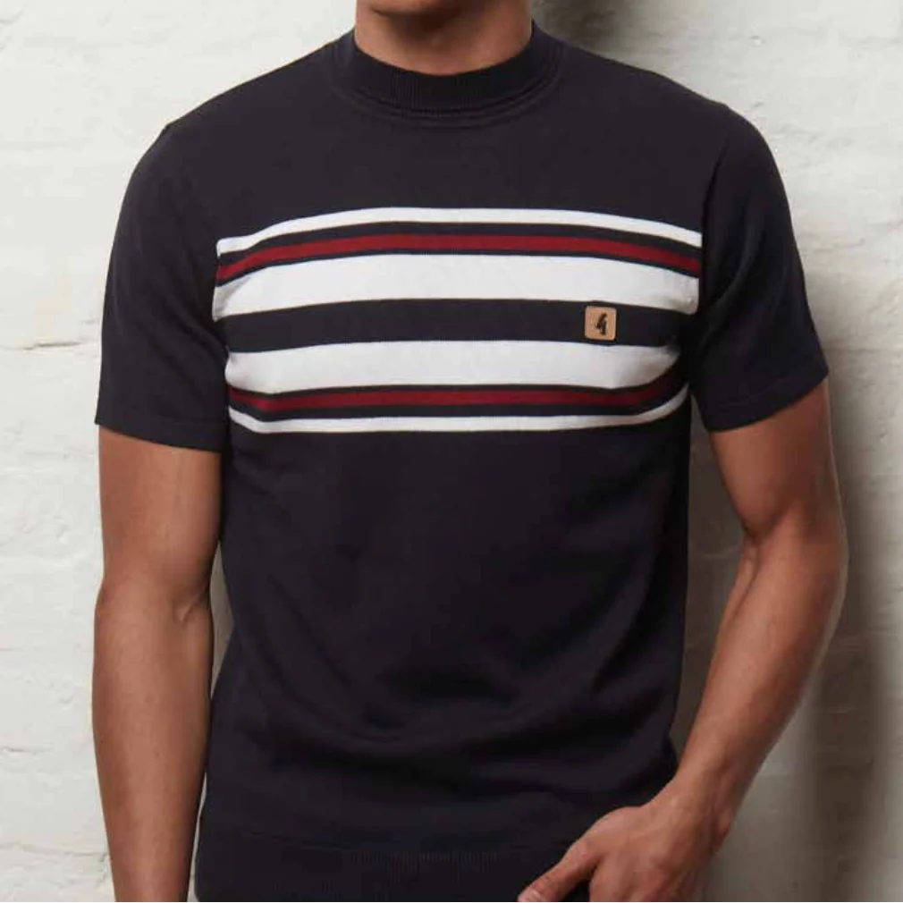 Gabicci Vintage Liam Knitted Turtle Neck T-Shirt Navy