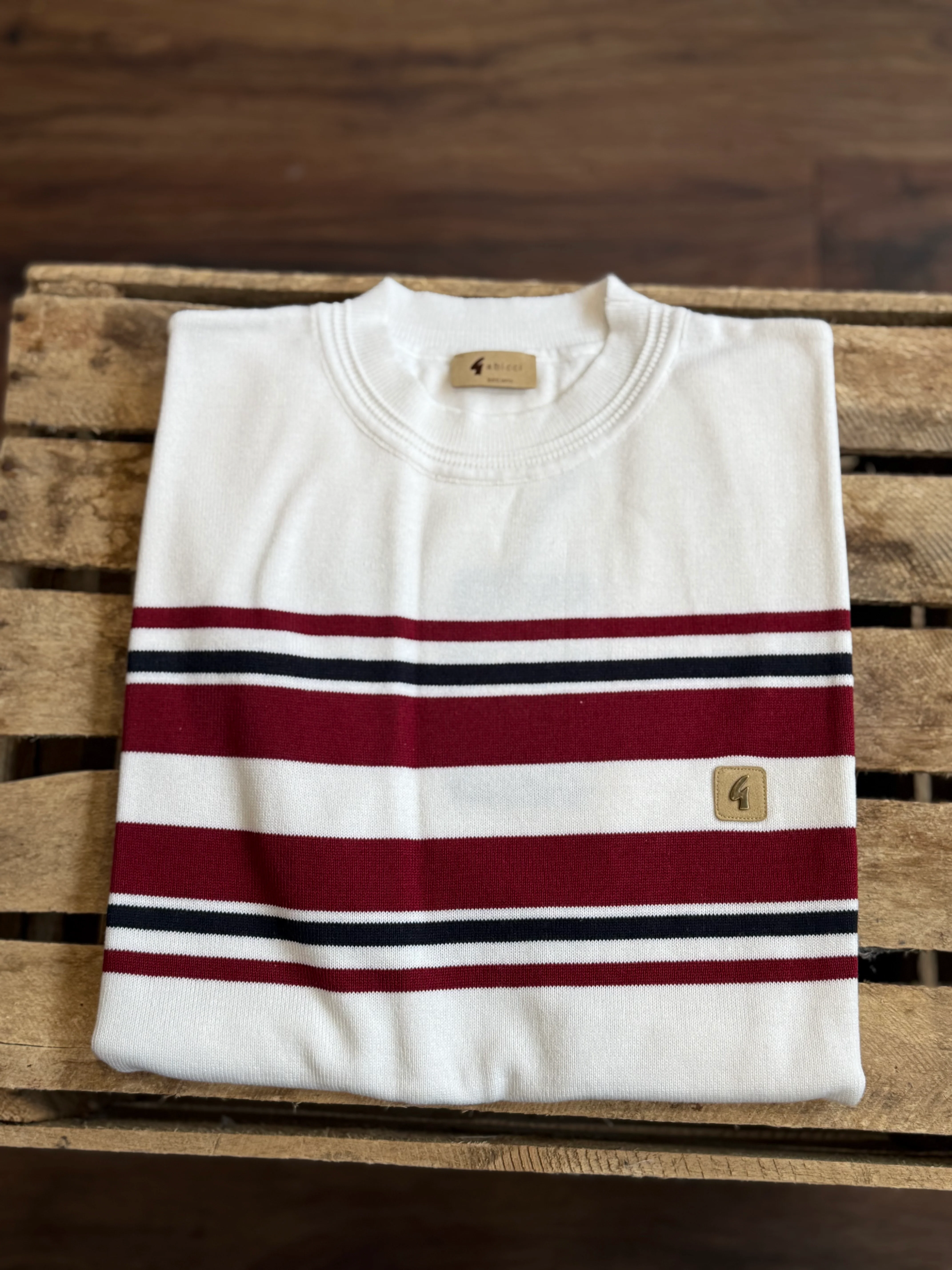 Gabicci Vintage Liam Knitted Turtle Neck T-Shirt White