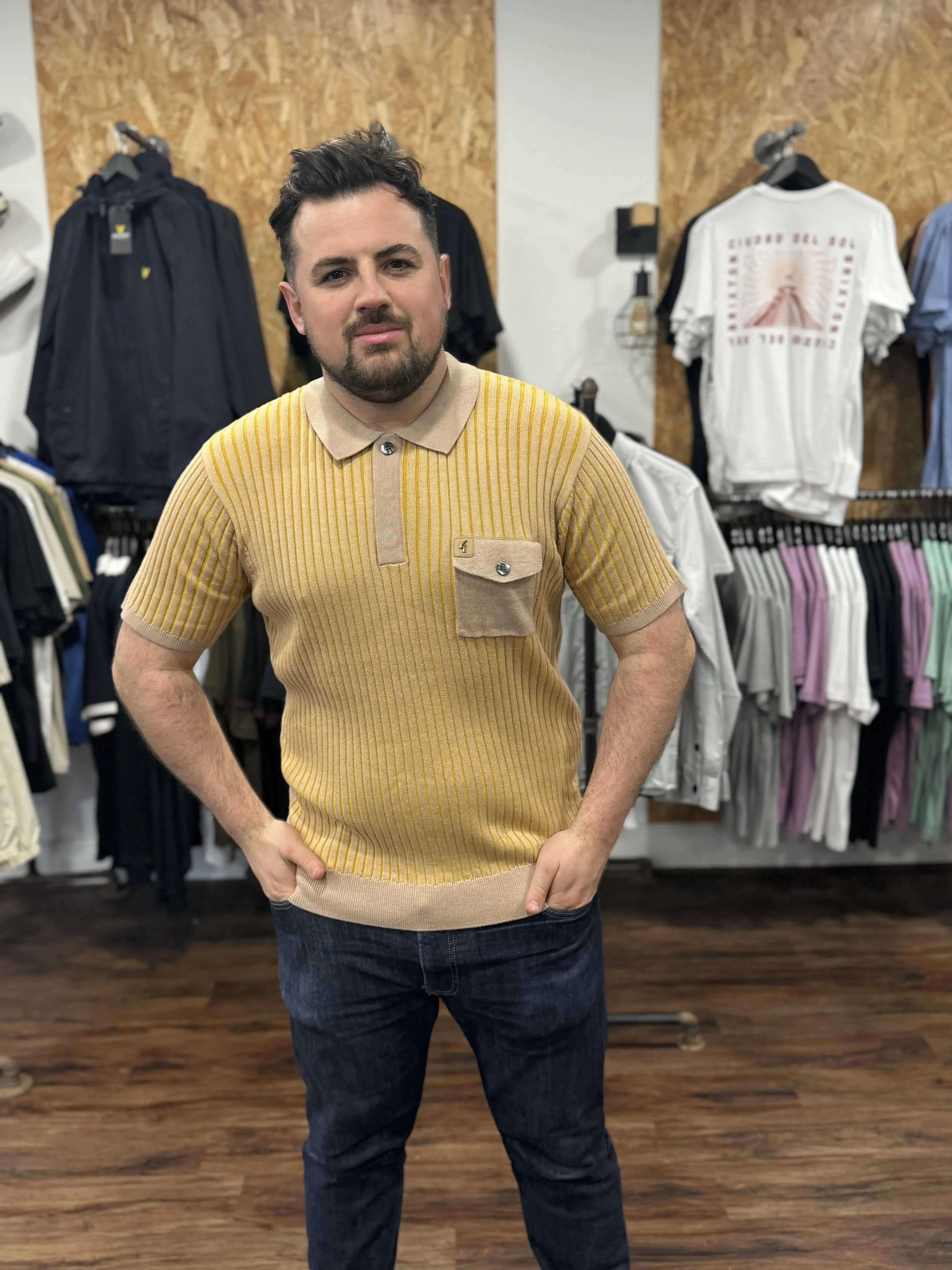 Gabicci Vintage Marconi S/S Knit Jumper In Granola
