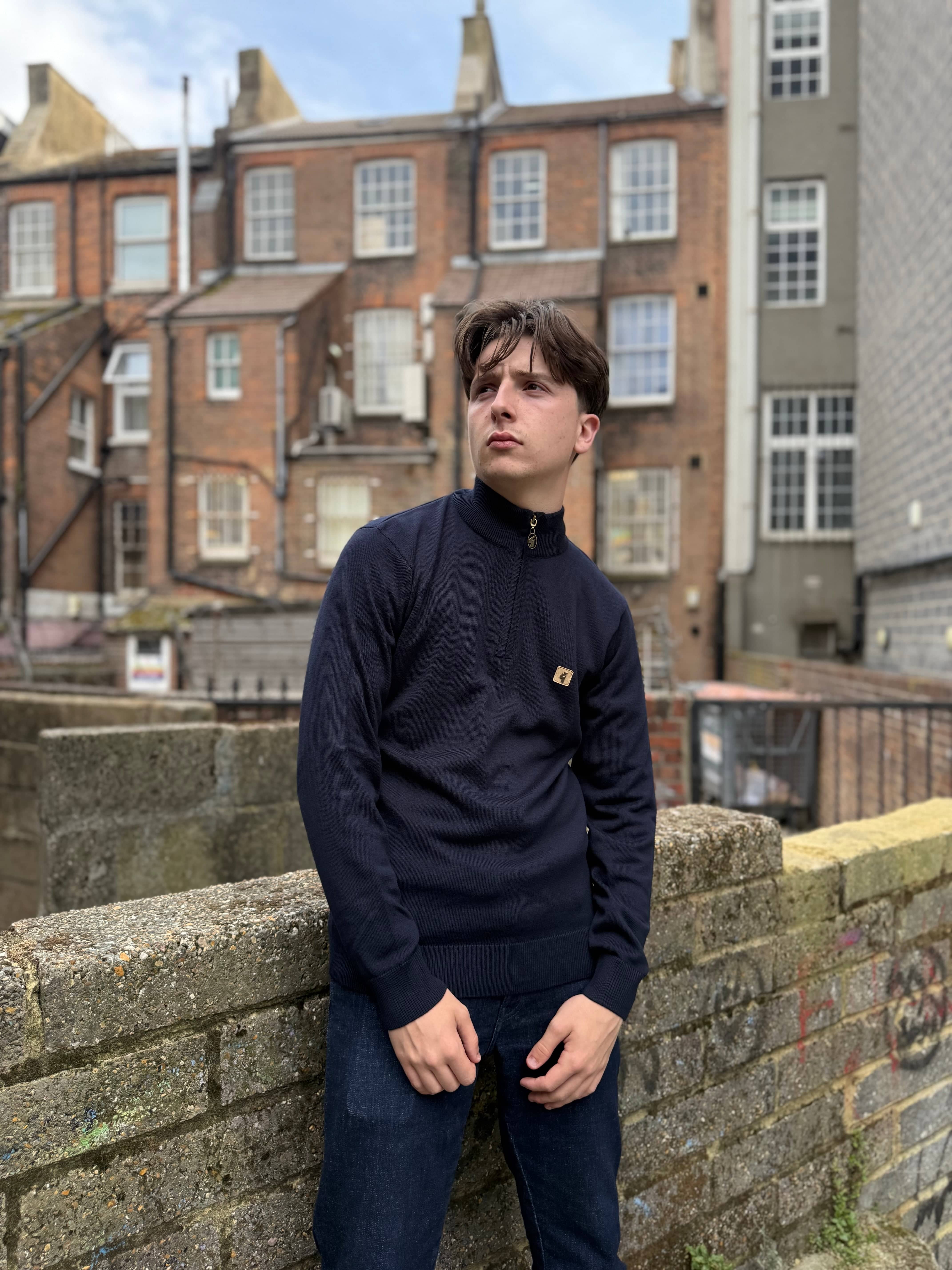 Gabicci Vintage Quarter Zip Jumper Naxton Navy