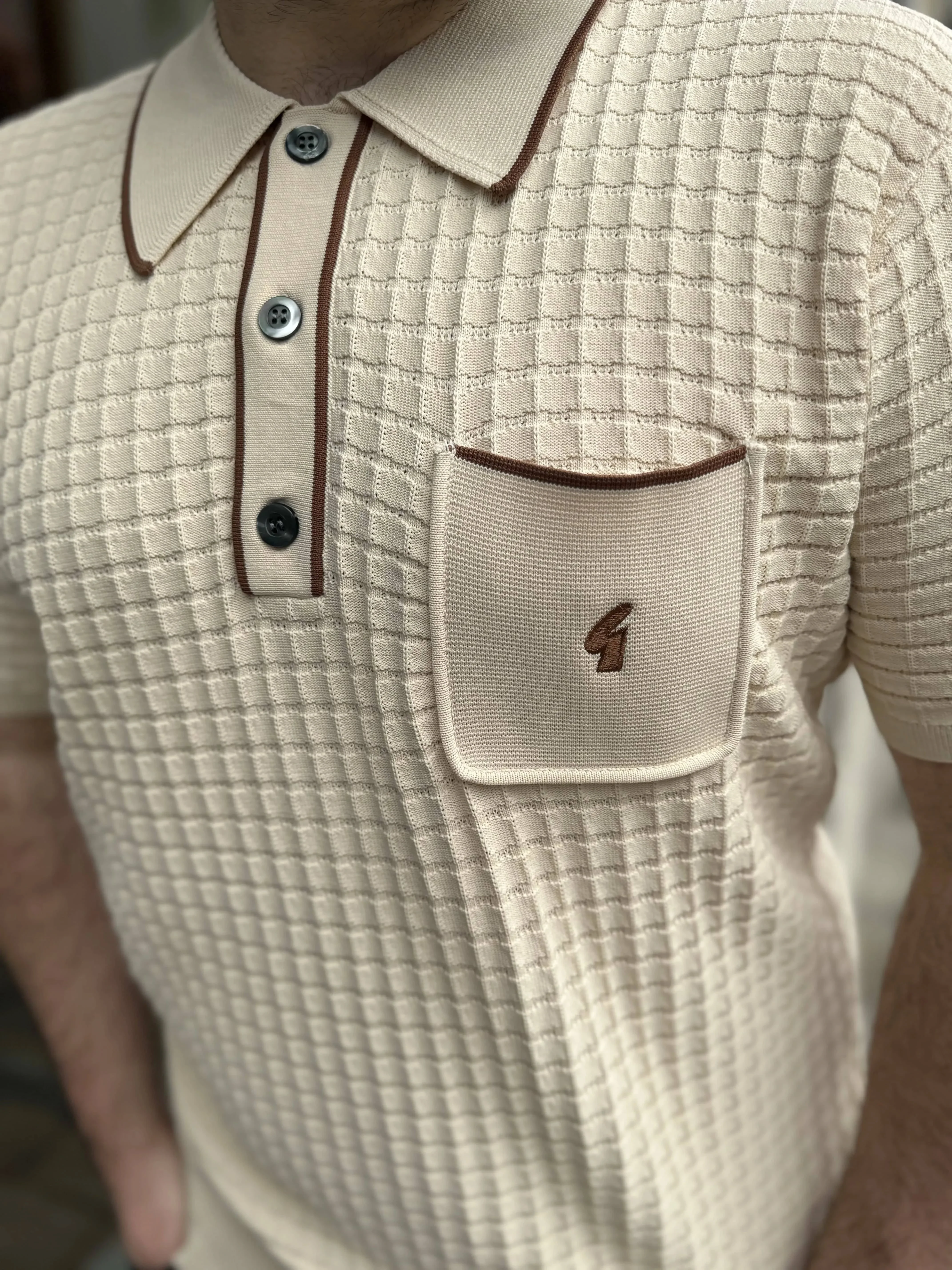 Gabicci Vintage Roy S/S Polo Cream - Image 2