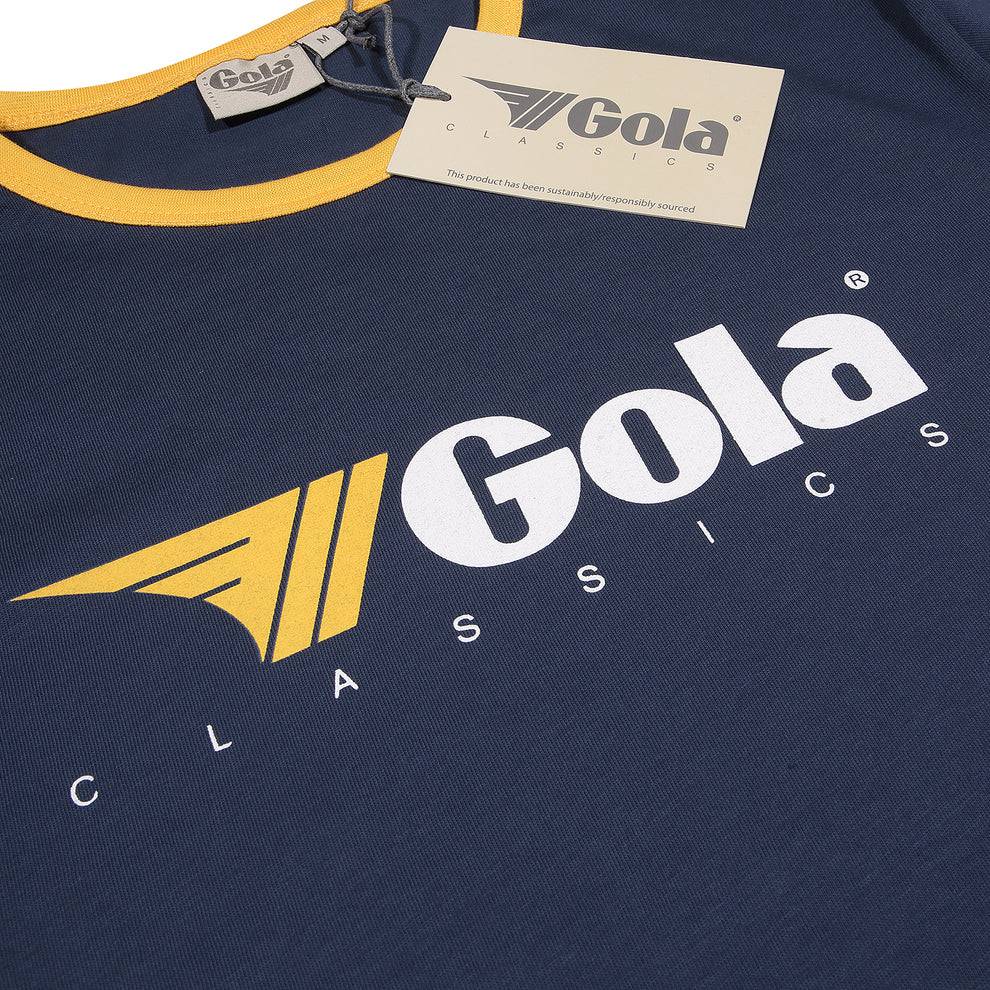 Gola Classics Printed Ringer Tee In Navy/Gold - Image 2