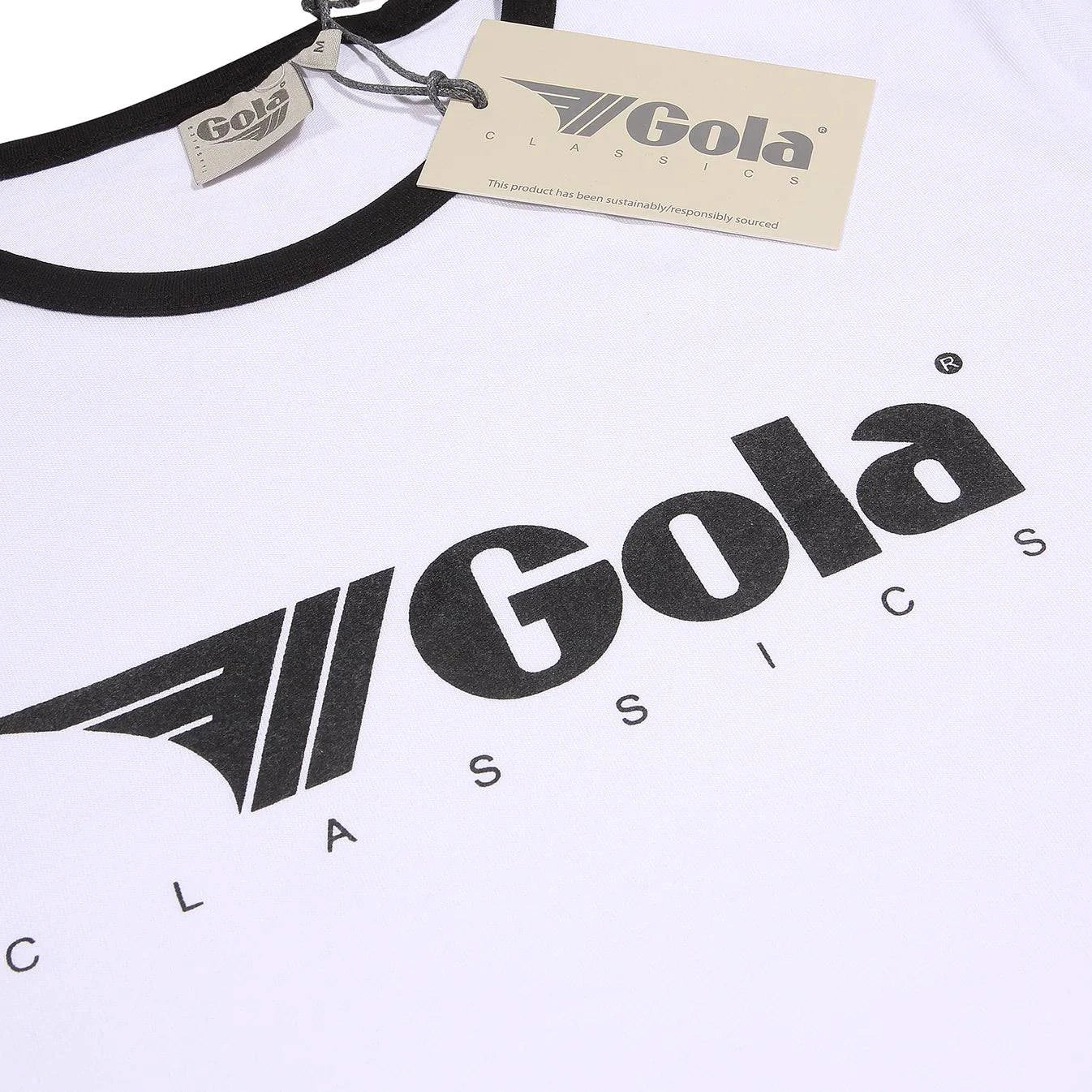 Gola Classics Printed Ringer Tee In White/ Black - Image 3