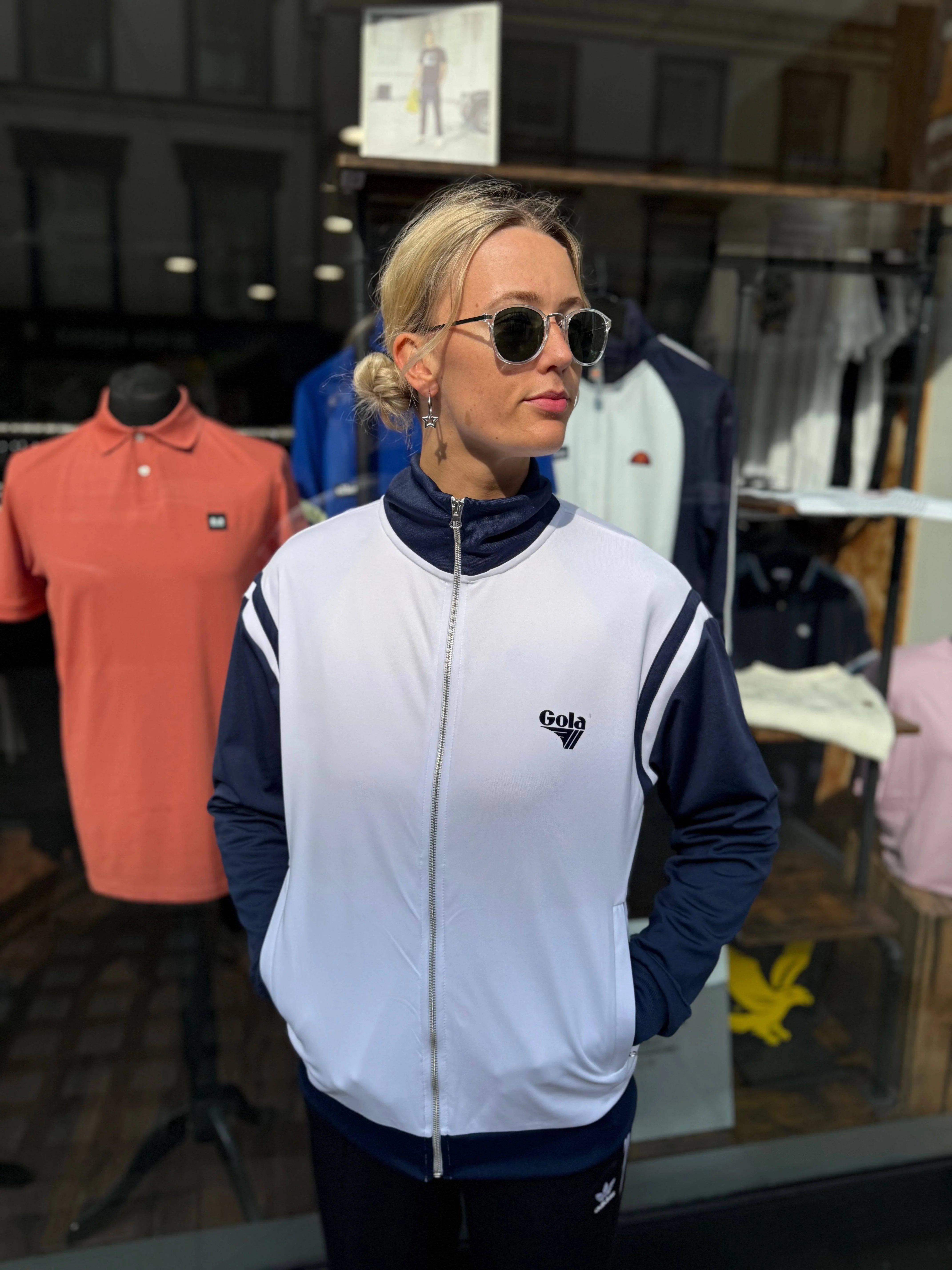 Gola Logo Print Track Top White/Navy