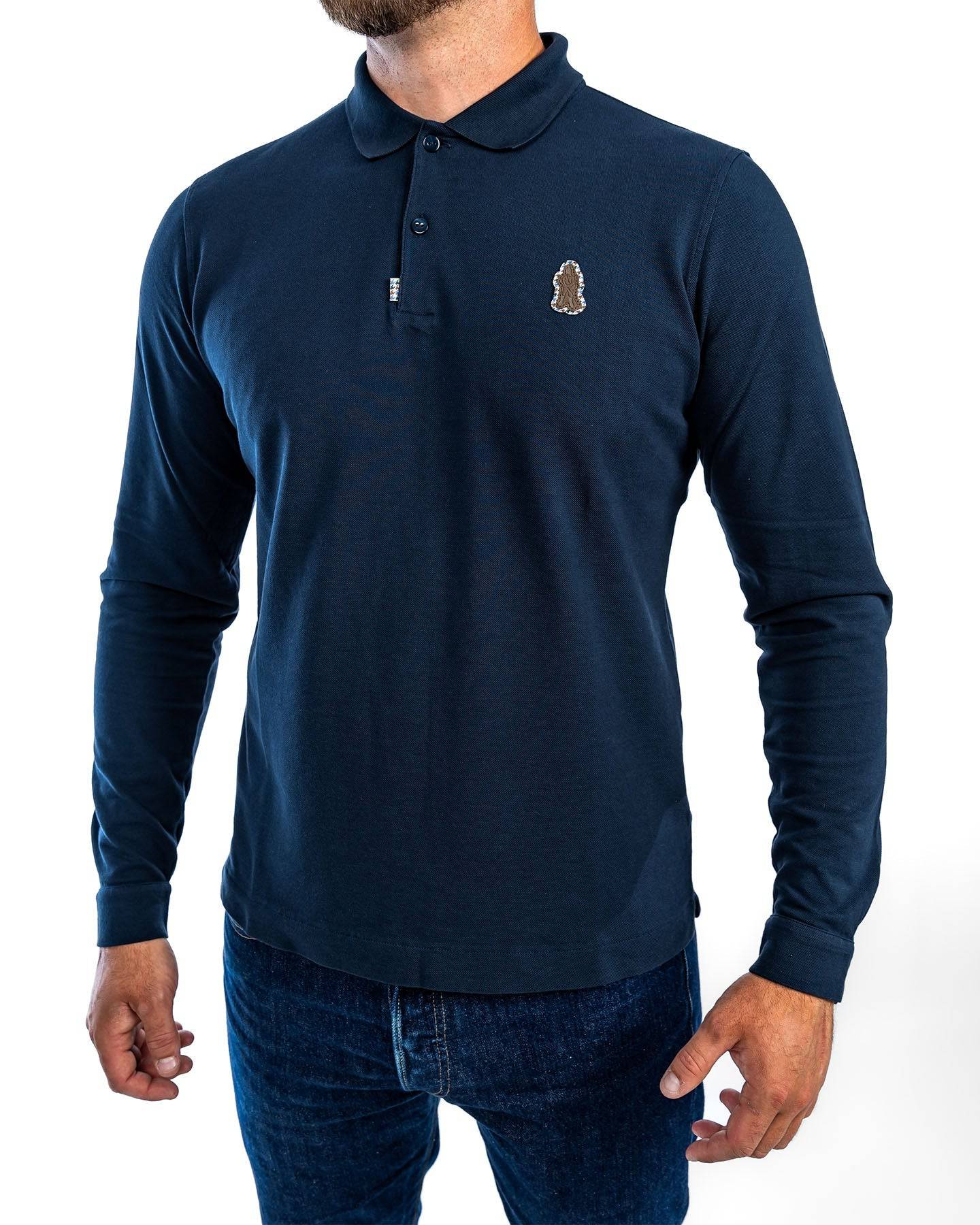 Grand Alliance Long Sleeve Slim Fit Polo In Navy - Image 3