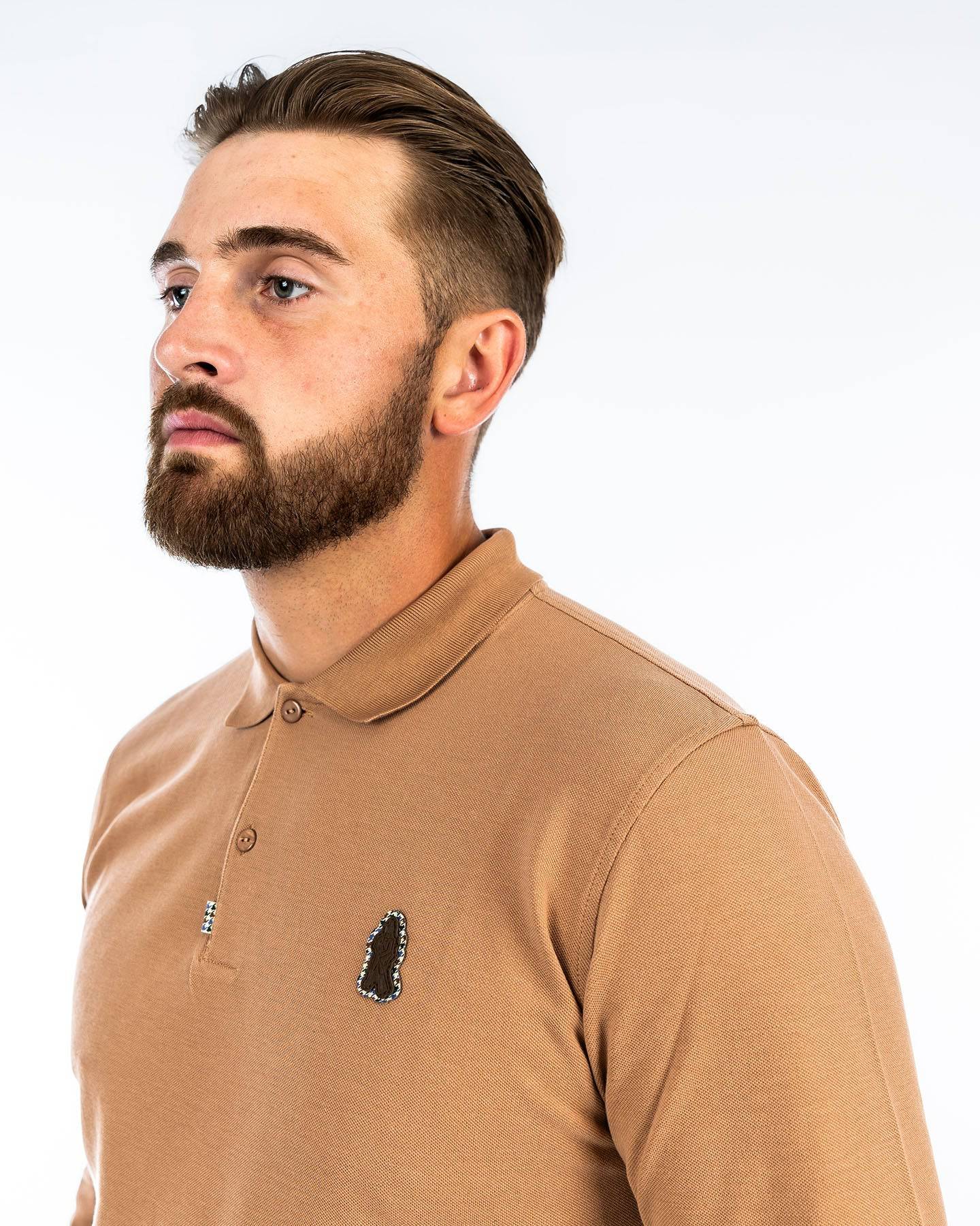 Grand Alliance Long Sleeve Slim Fit Polo In Praline