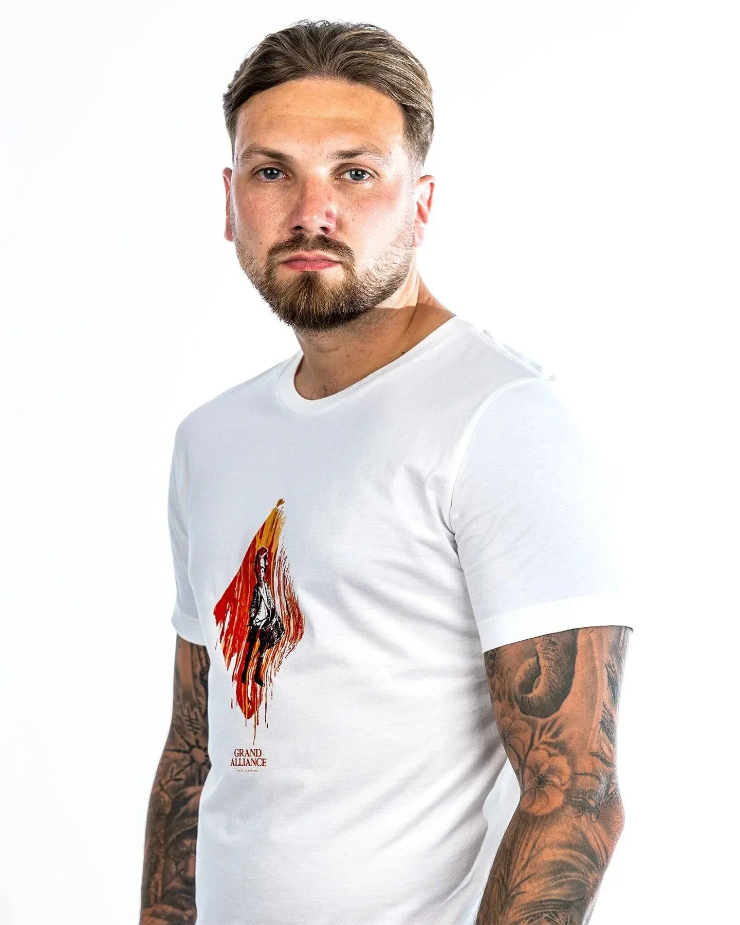 Grand Alliance Red Blood Diamond Slim Fit T-Shirt In White - Image 3