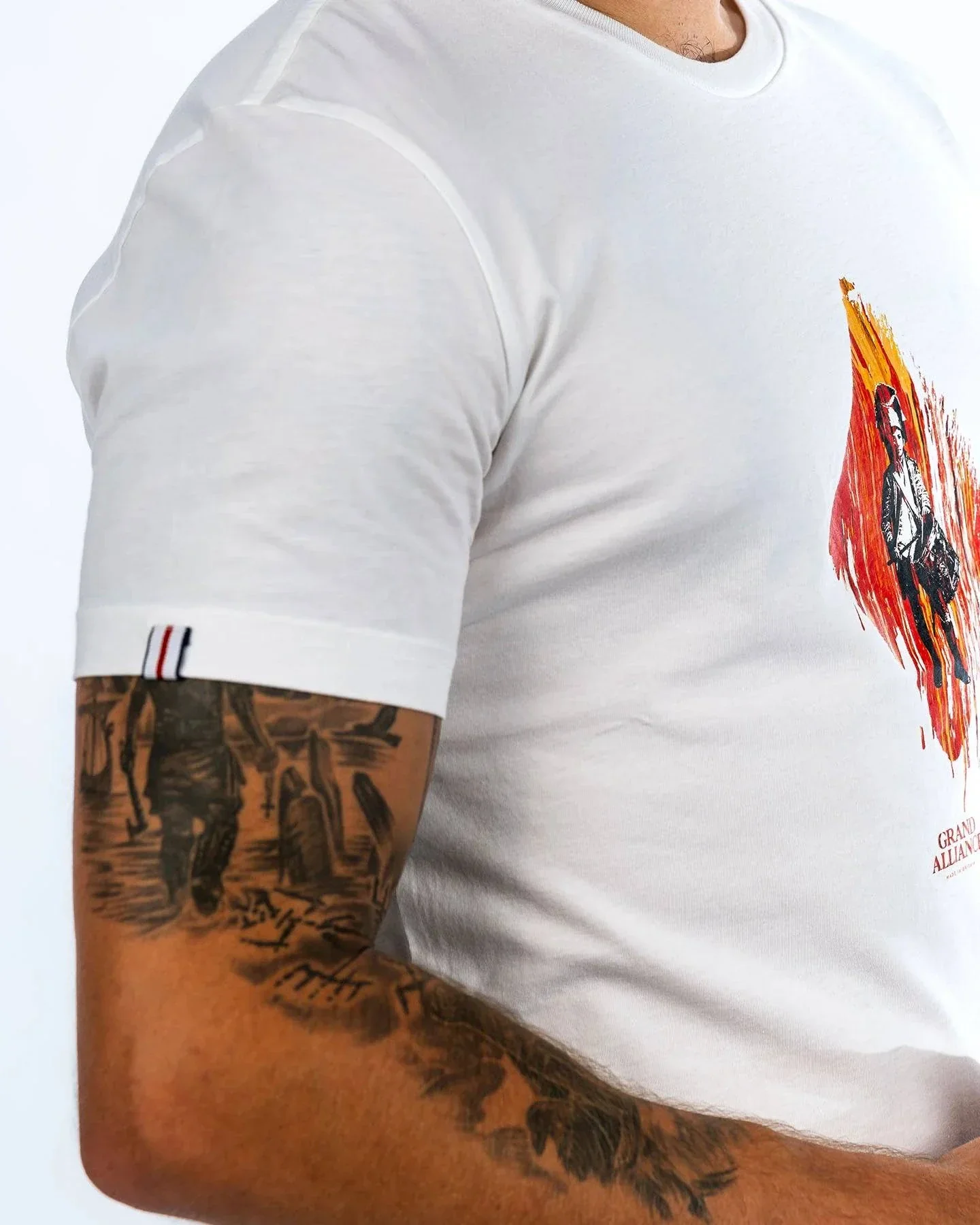 Grand Alliance Red Blood Diamond Slim Fit T-Shirt In White - Image 4