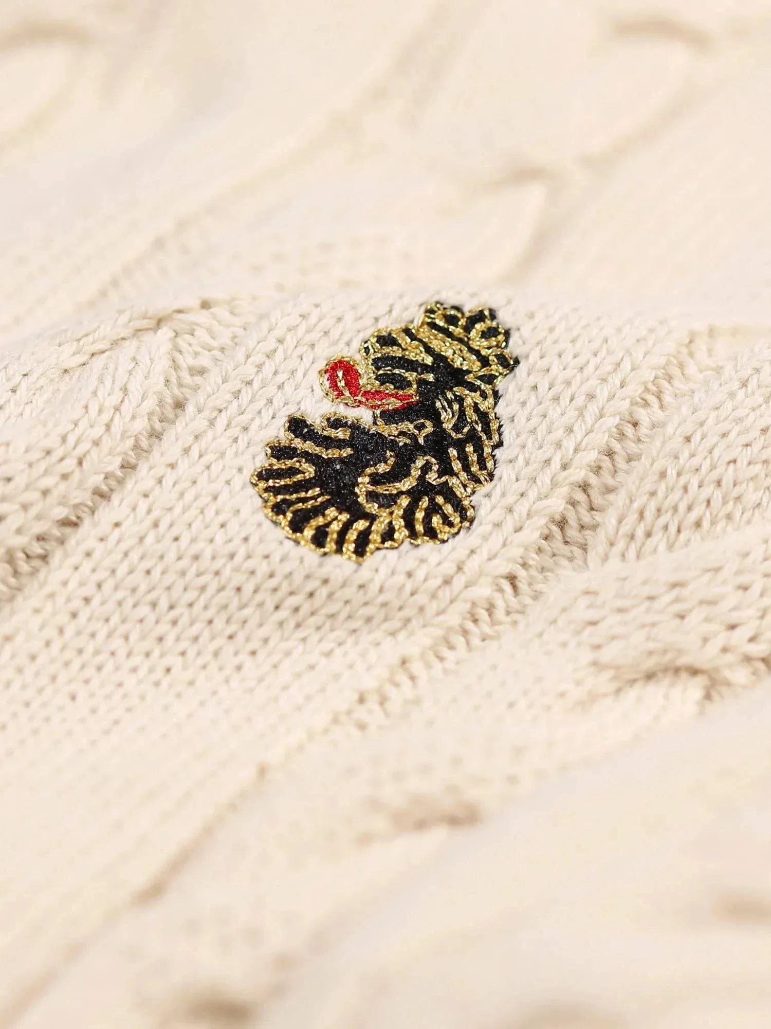 Luke Aspen Cable Knit Jumper Ecru - Image 3