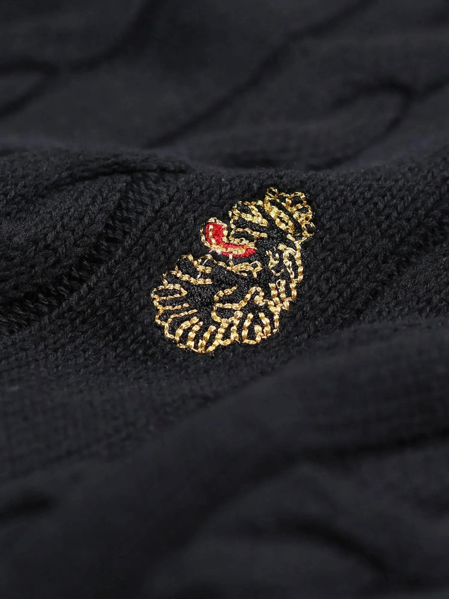 Luke Aspen Cable Knit Jumper Jet Black - Image 3
