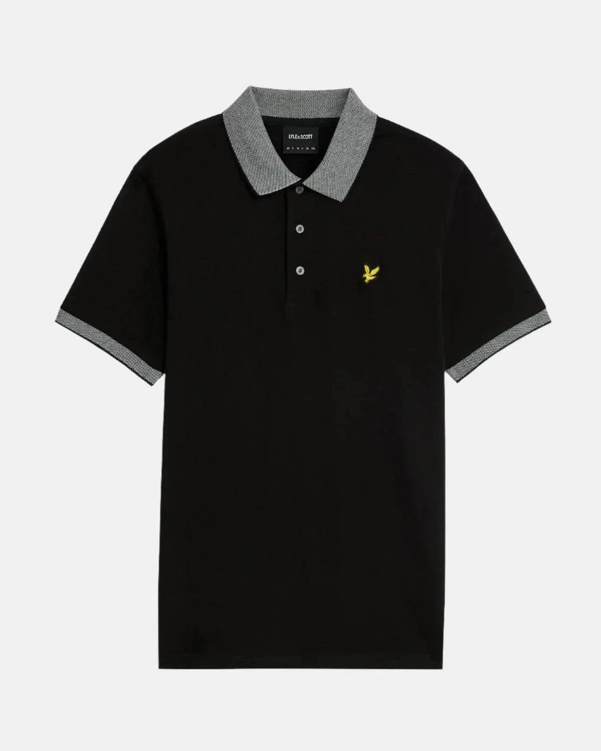 Lyle & Scott Branded Tipped Polo Shirt In Jet Black/ White - Image 3