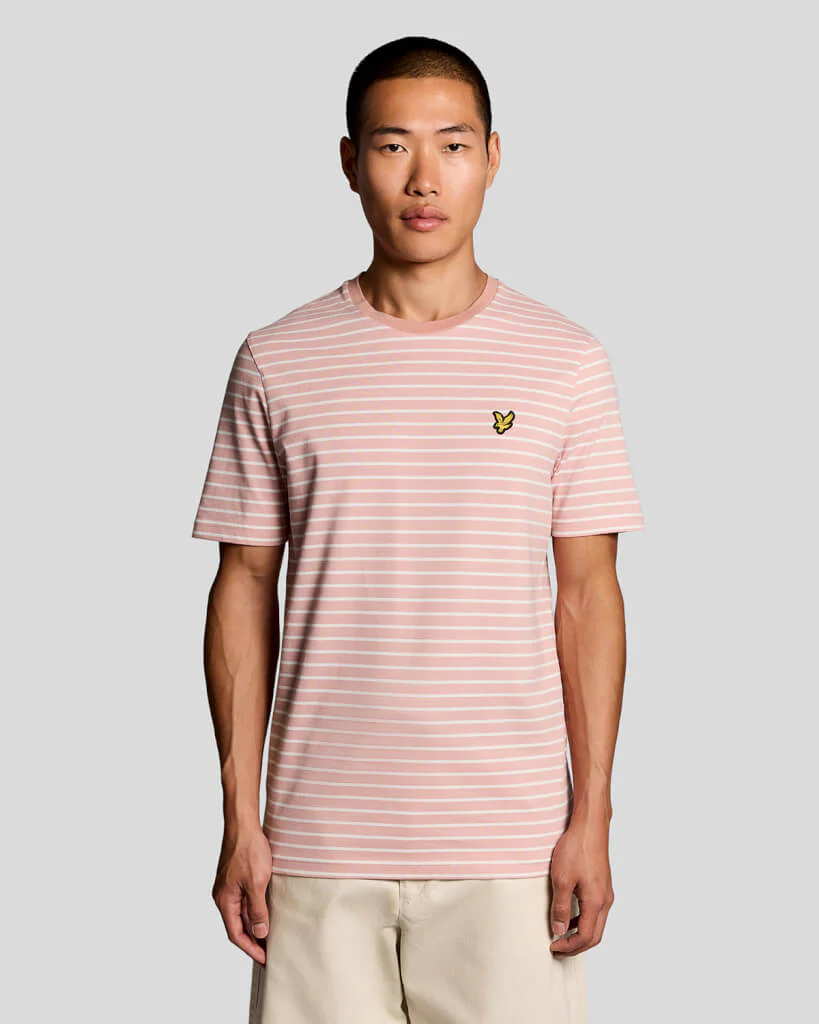 Lyle & Scott Breton T-Shirt Dark Pink Grapefruit/White - Image 2