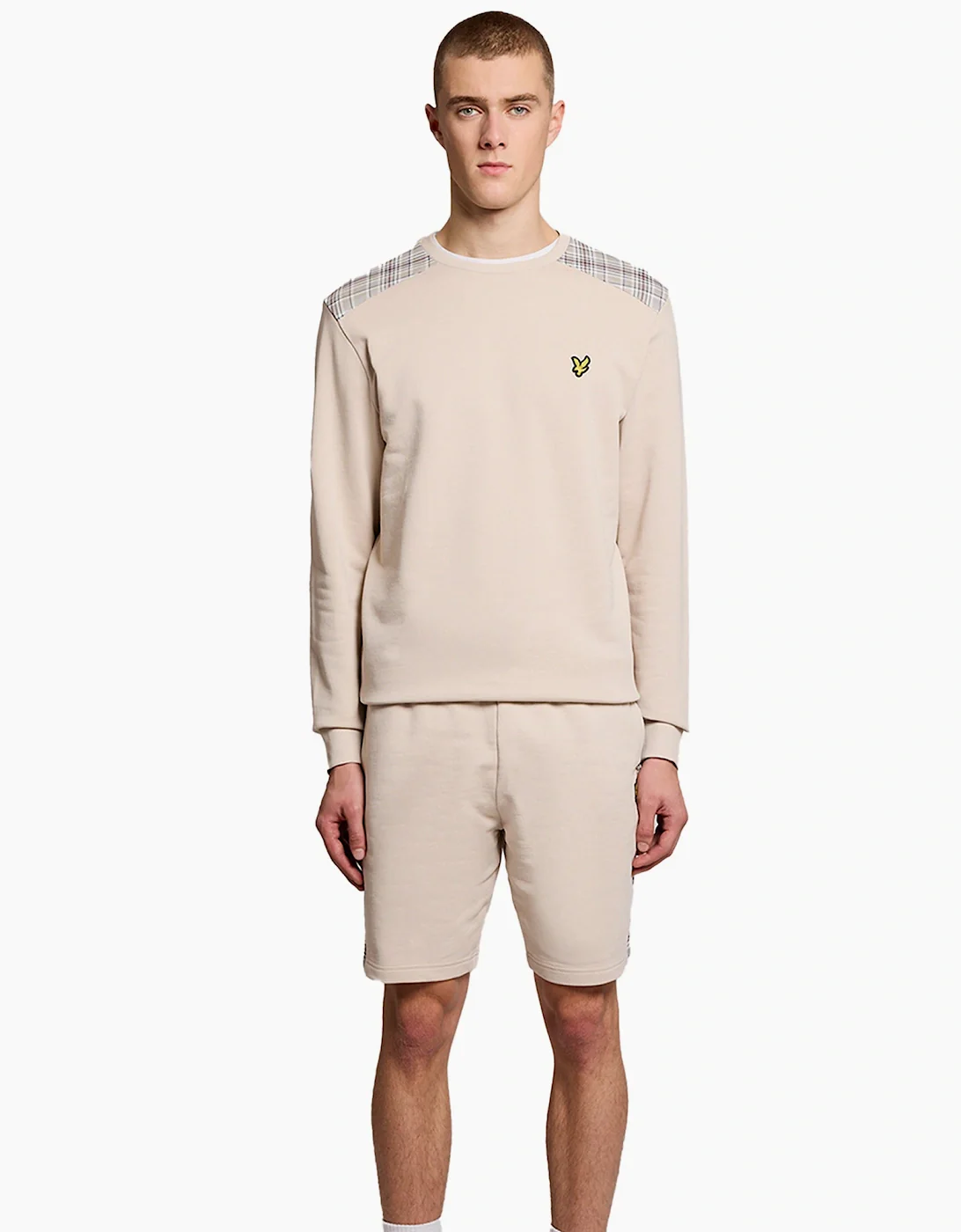 Lyle & Scott Check Panelled Crewneck Sweatshirt Cove