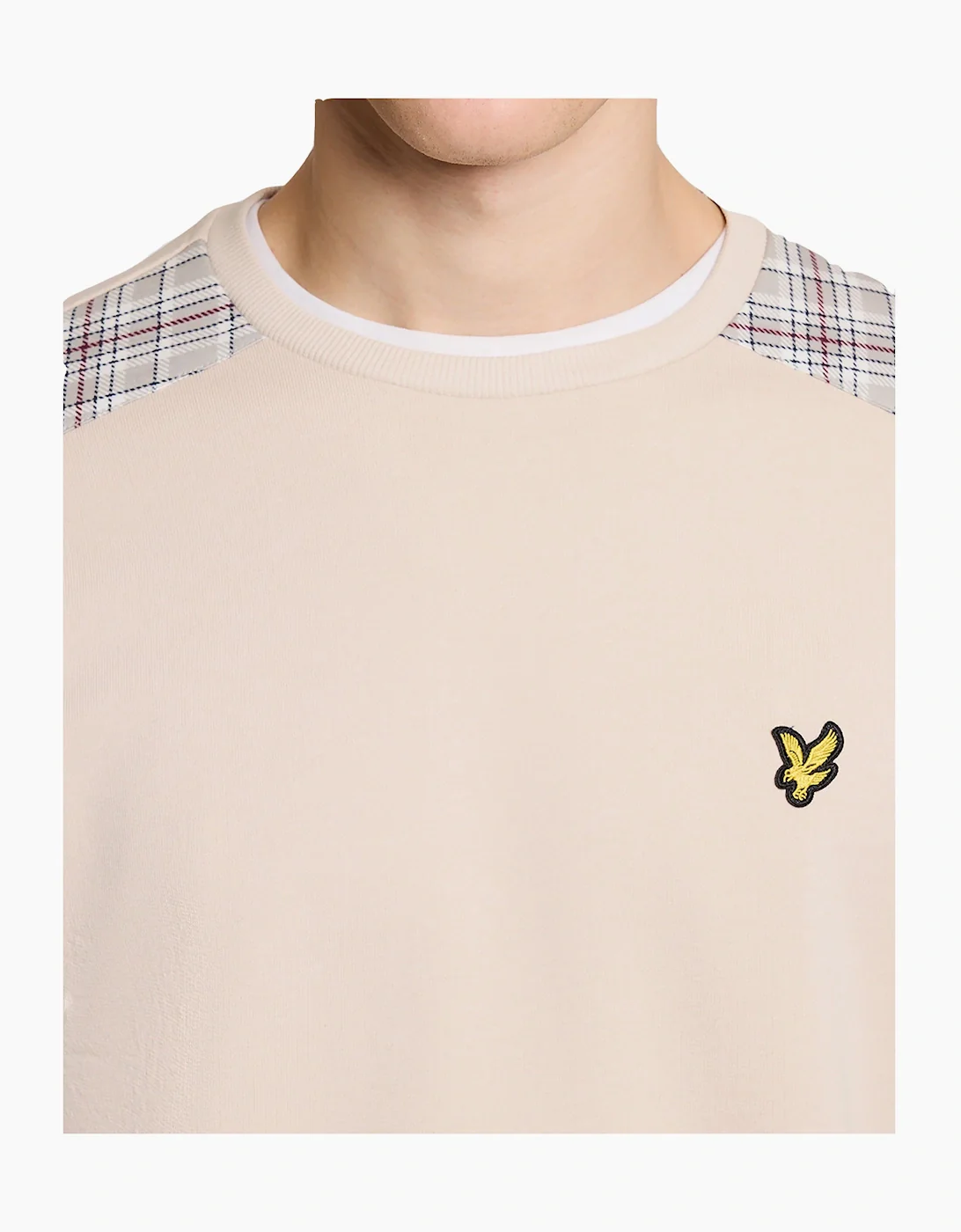 Lyle & Scott Check Panelled Crewneck Sweatshirt Cove - Image 2