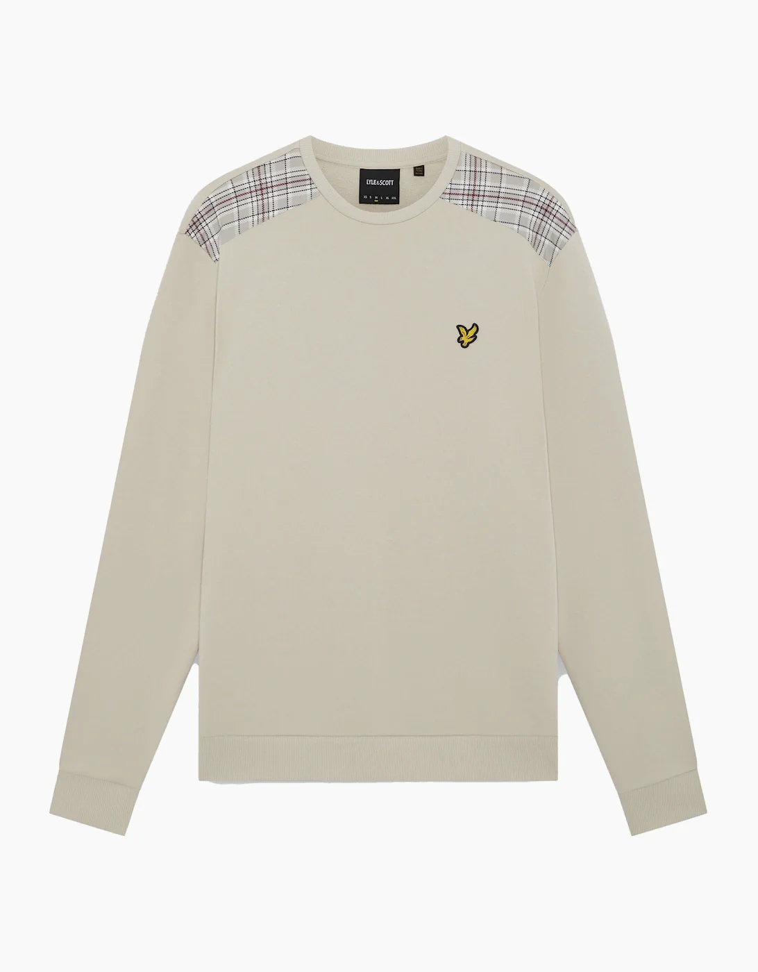 Lyle & Scott Check Panelled Crewneck Sweatshirt Cove - Image 3