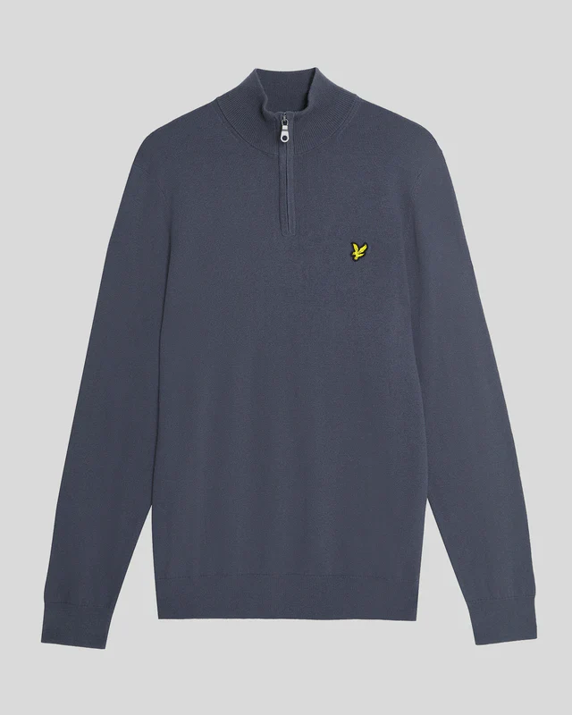 Lyle & Scott Cotton Merino Quarter Zip Jumper Graystone