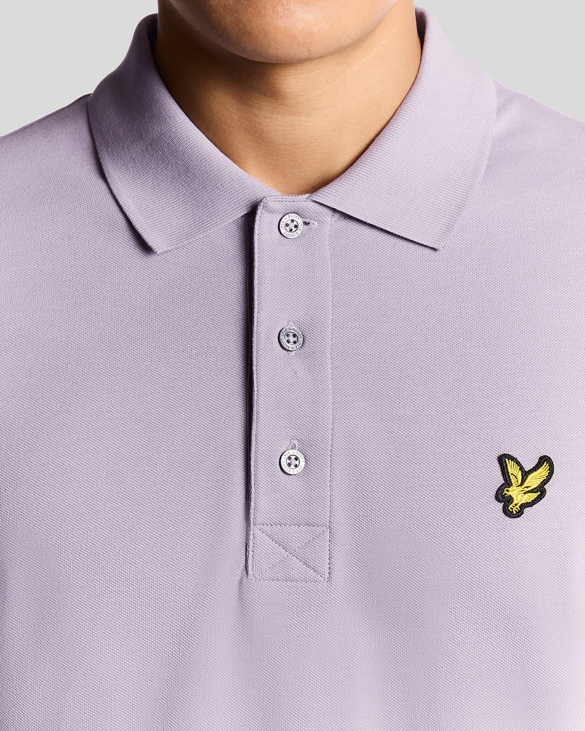 Lyle & Scott Cotton Polo Shirt Ash Lilac - Image 2
