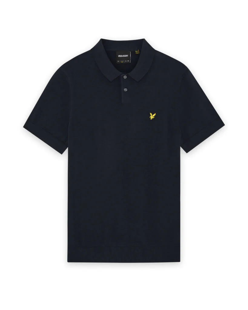 Lyle & Scott Cotton Short Sleeve Knitted Polo Navy