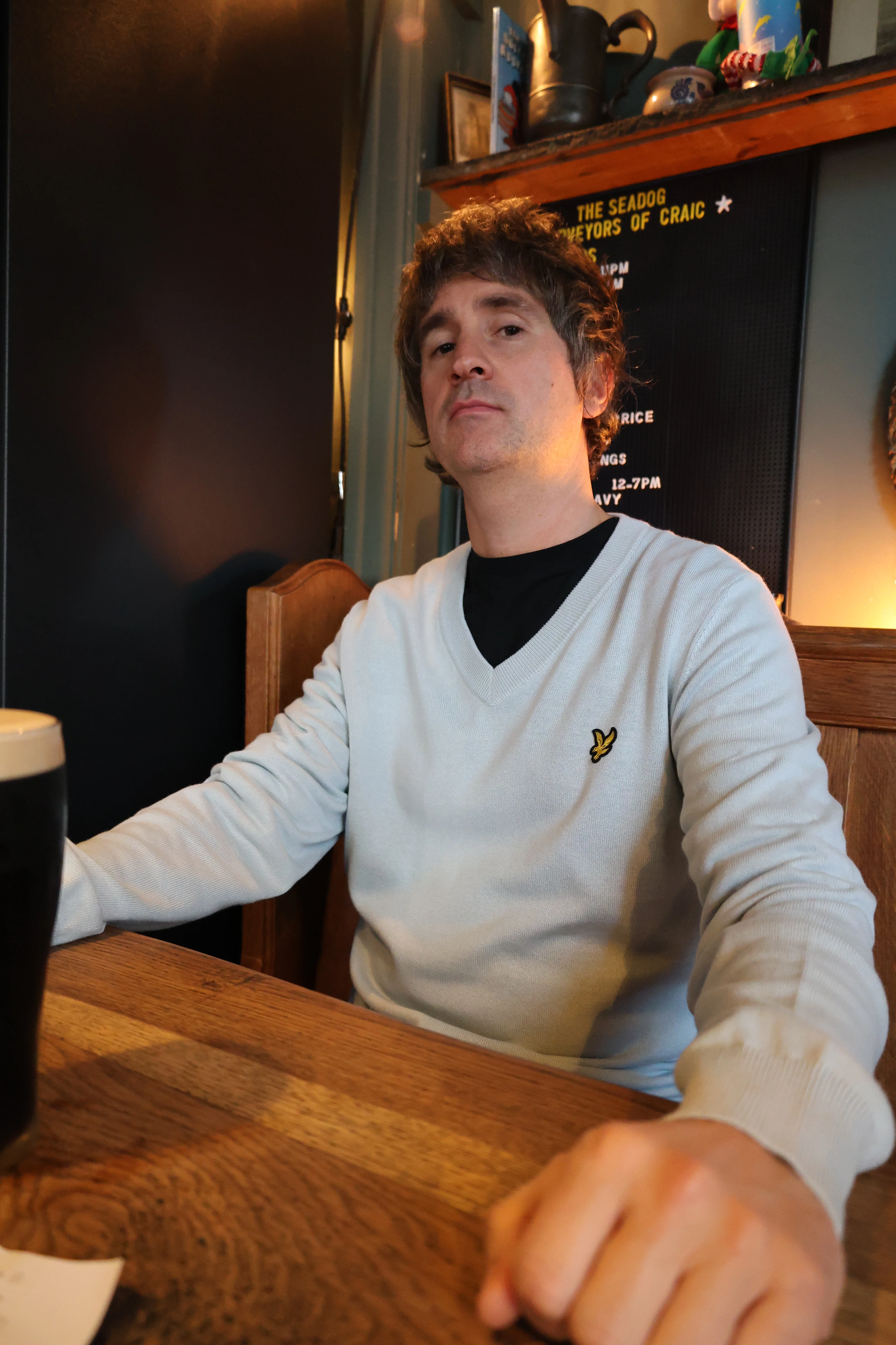 Lyle & Scott Cotton V Neck Jumper Opal Blue